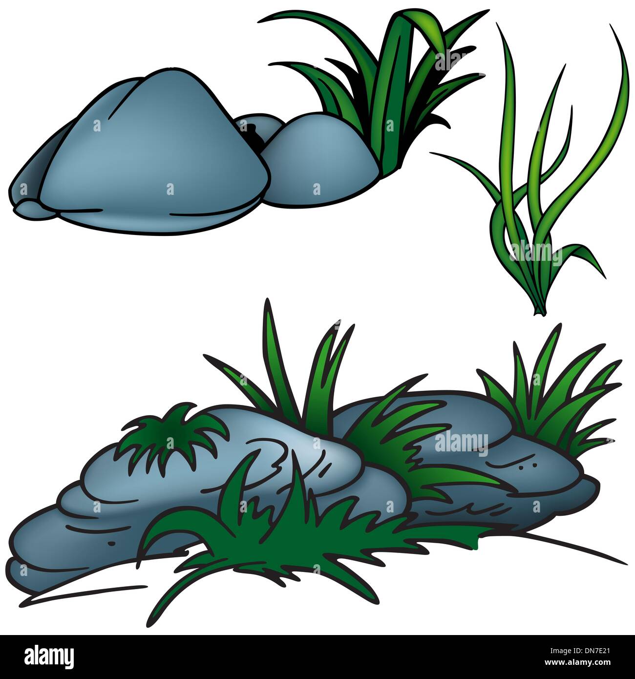 Grass And Rocks Stock Vector