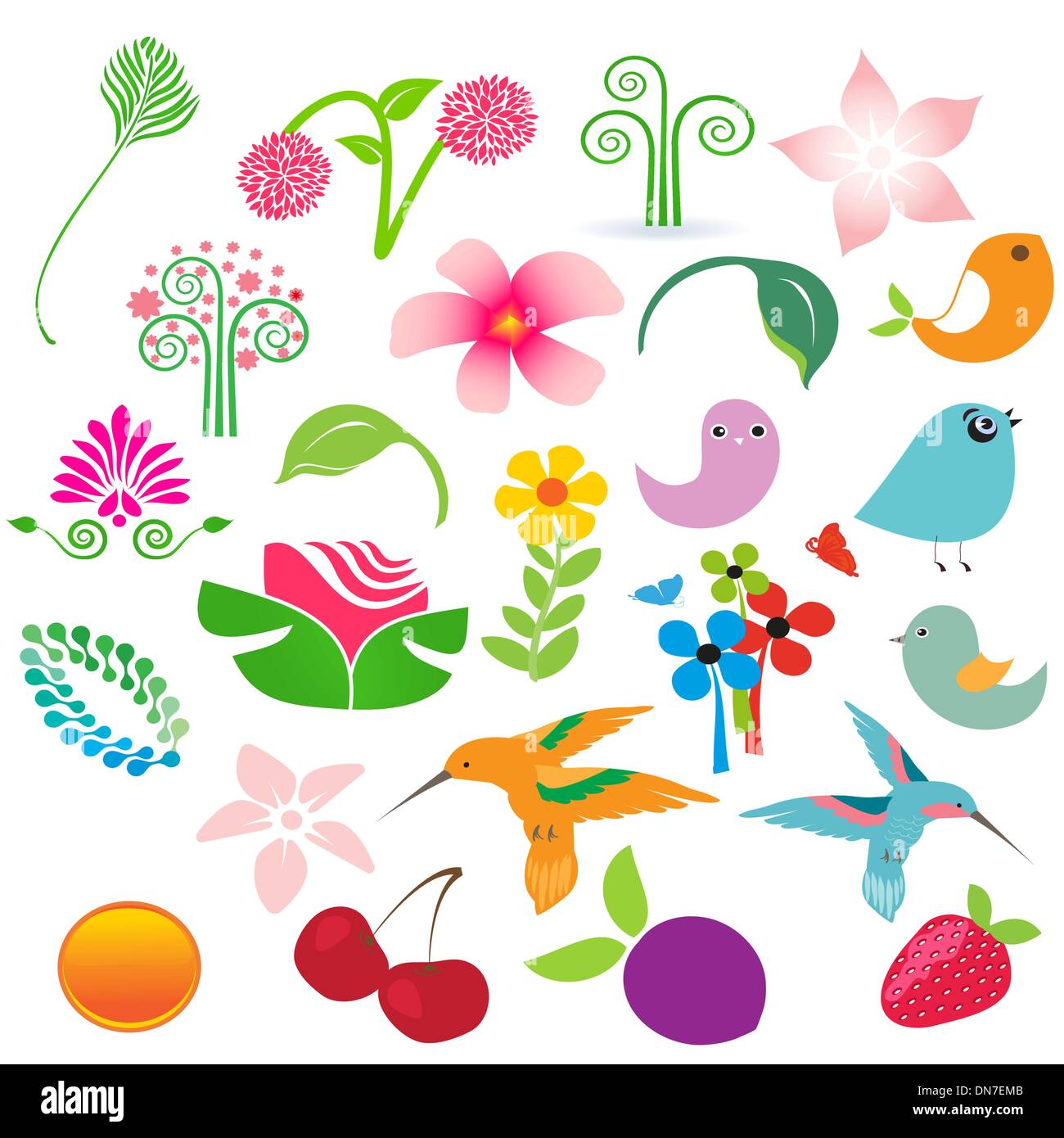 Big set of nature elements isolated over white Stock Vector Image & Art ...