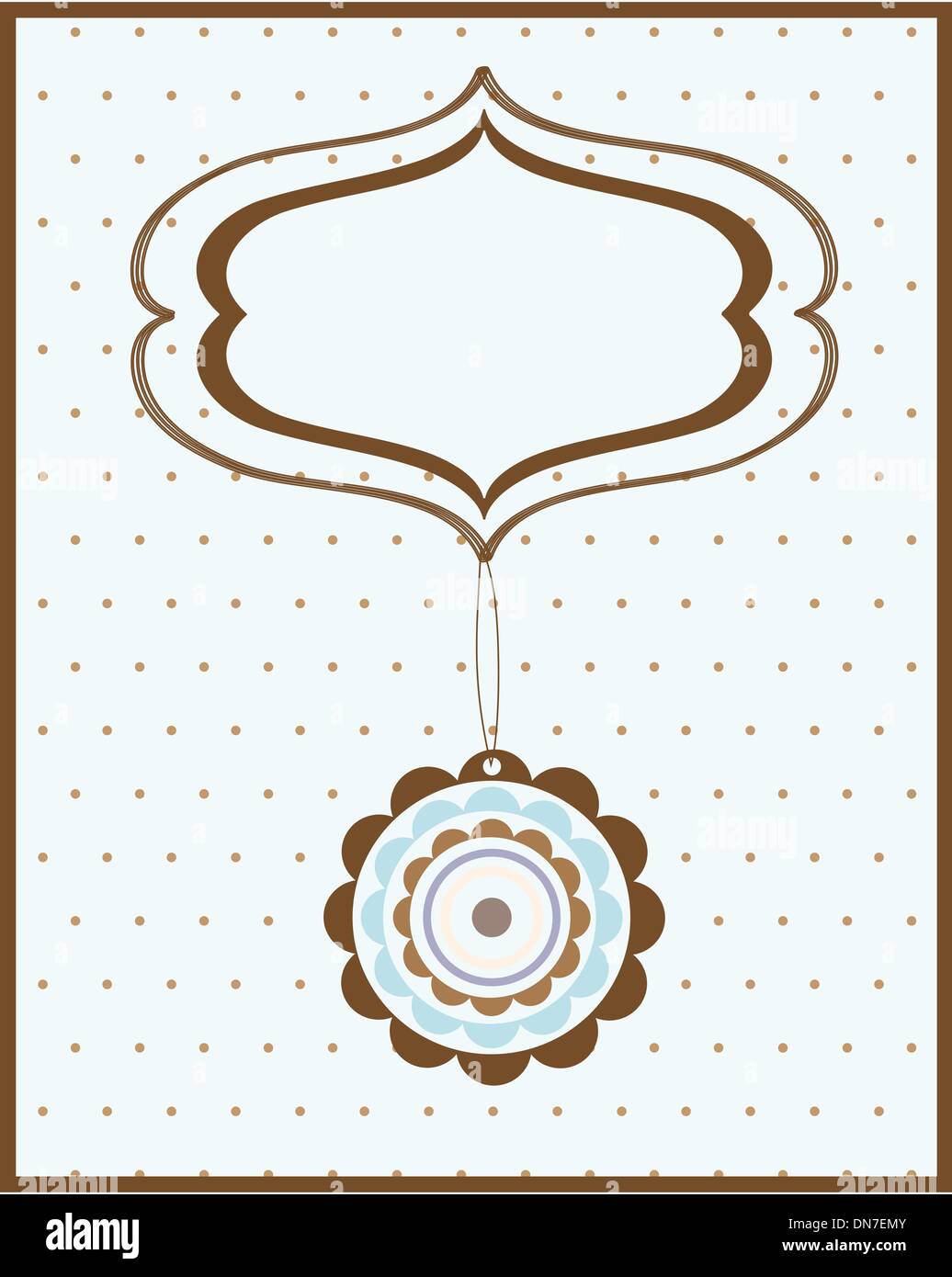 Vintage frame on polka dot background Stock Vector