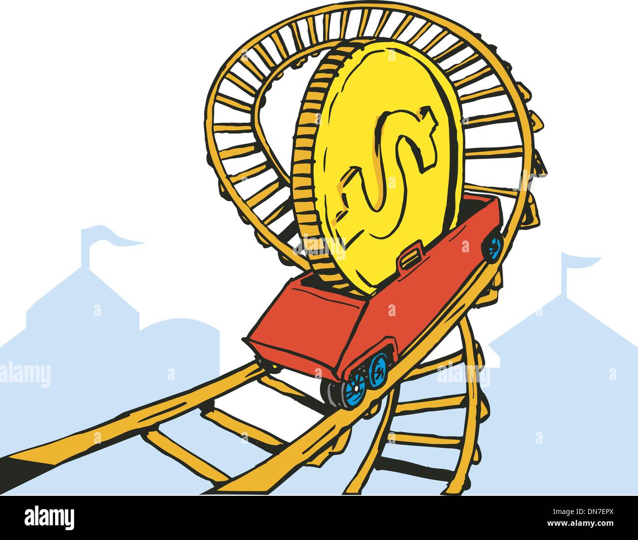 Coin Money on Rollercoaster Stock Vector
