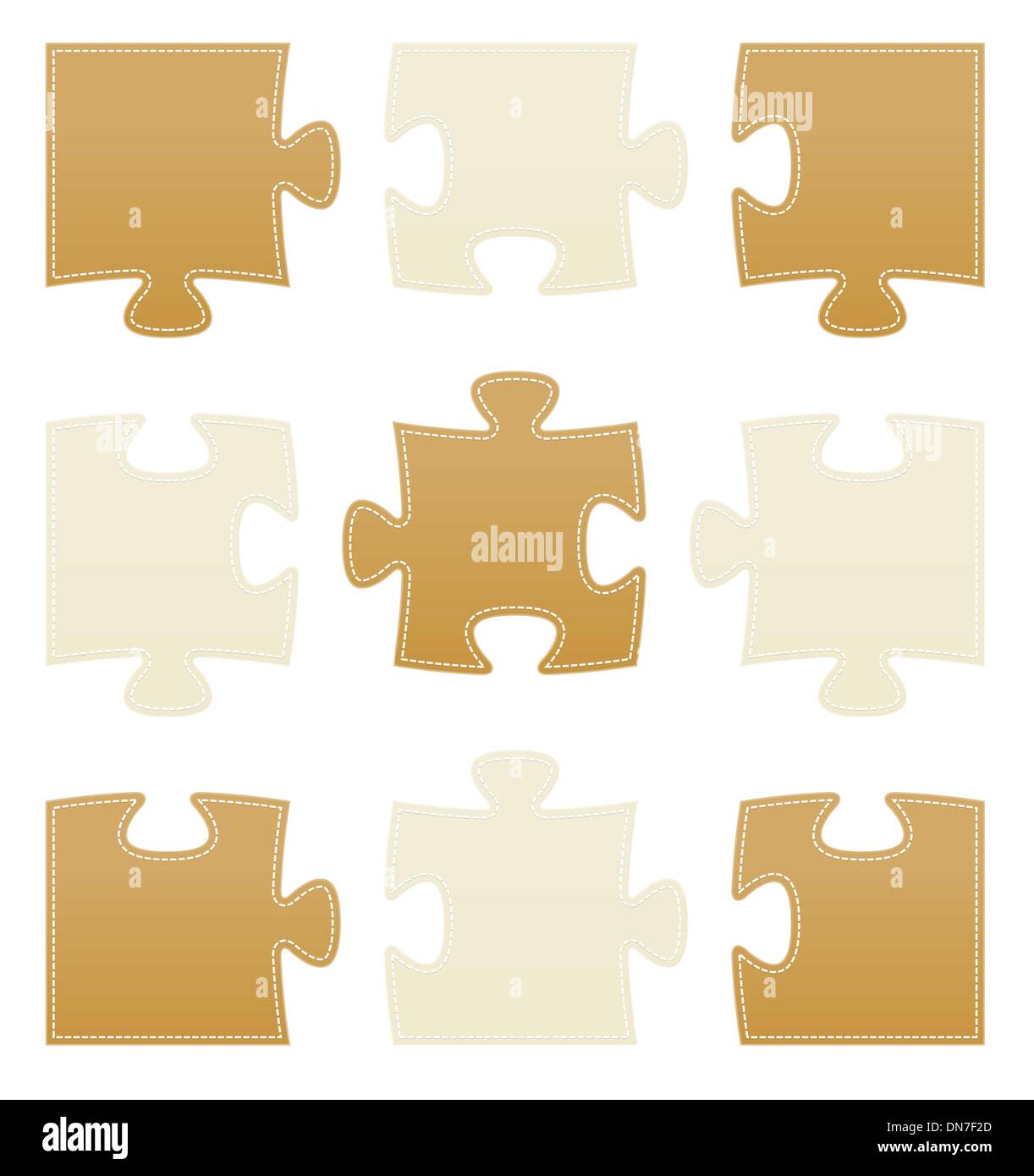 The isolated stitched puzzle pieces Stock Vector