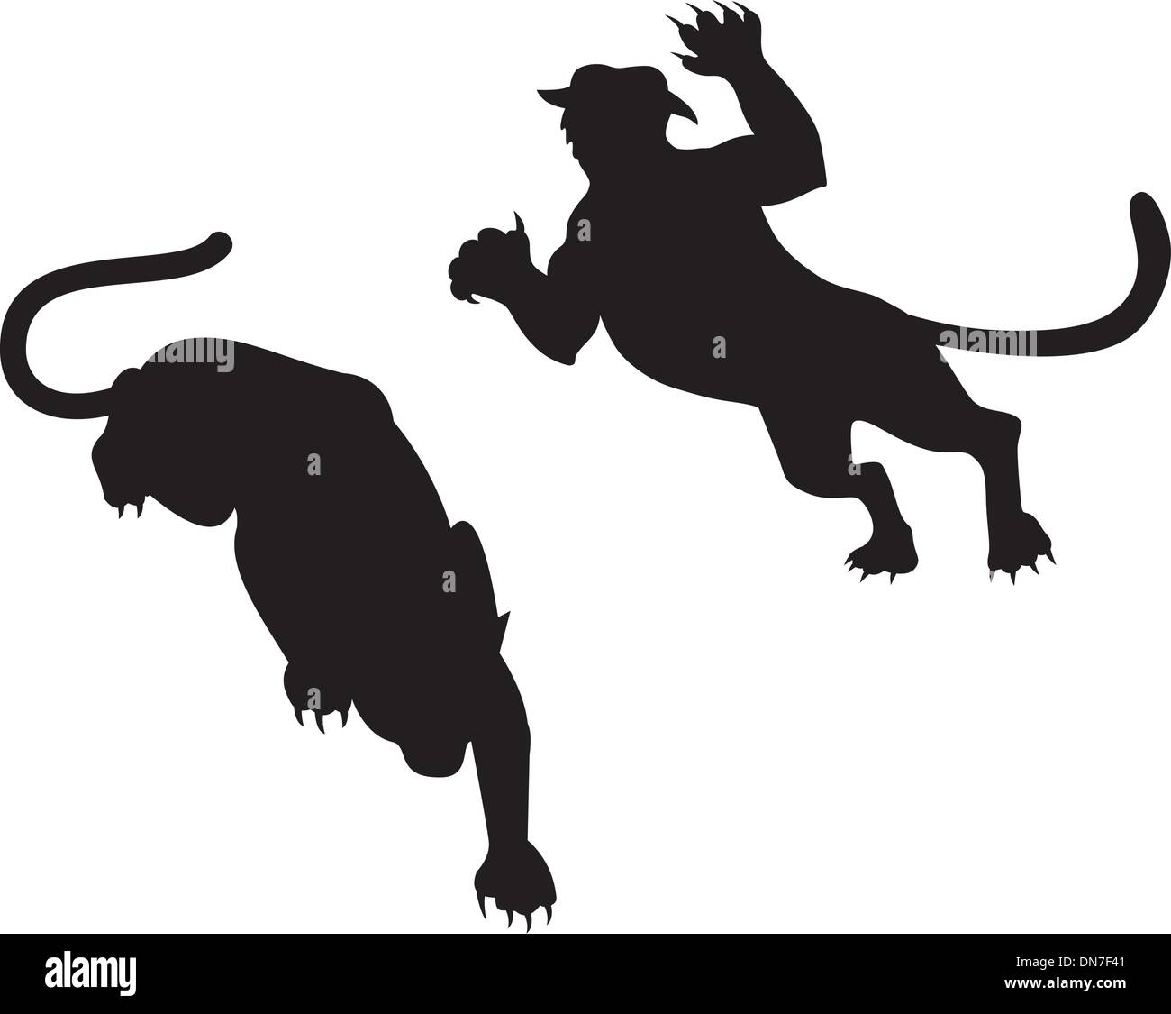 Wild Feline Silhouettes Stock Vector