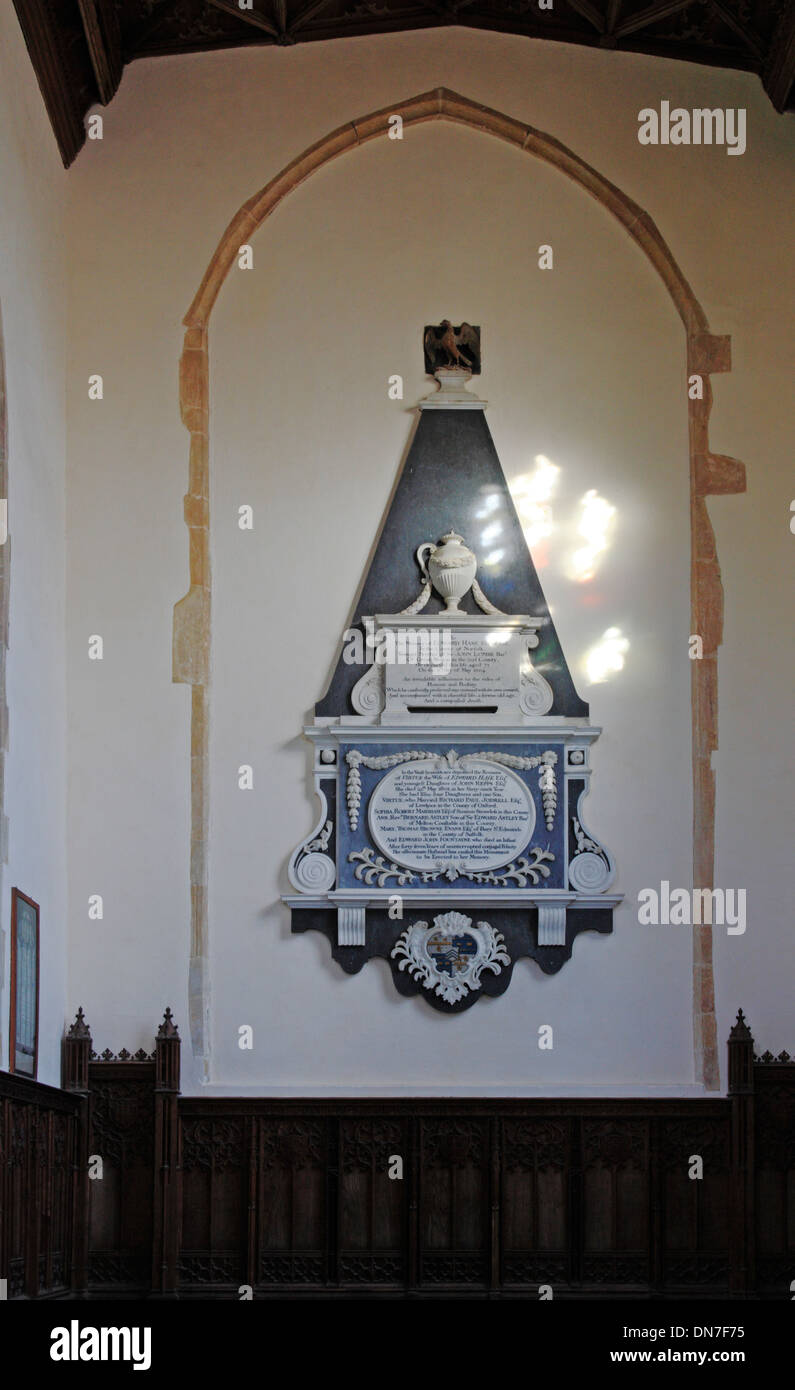 Ornate stonework of a family monument in the parish church at Salle, Norfolk, England, United Kingdom. Stock Photo