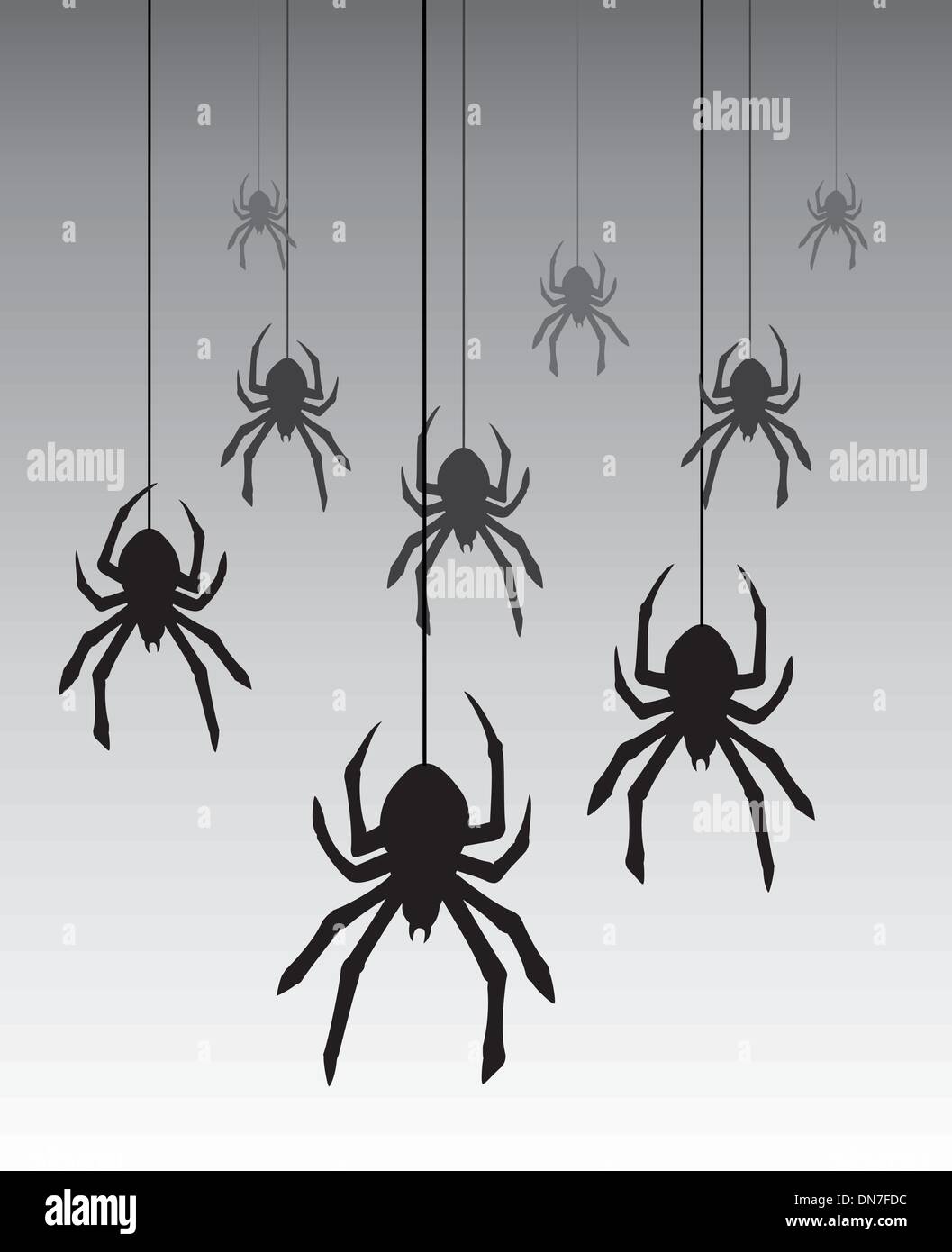 vector hanging spiders Stock Vector