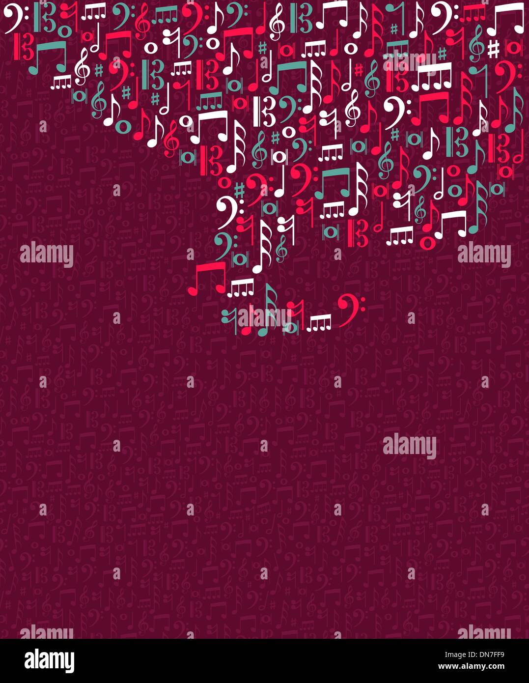 Music notes splash Tuba illustration Stock Vector