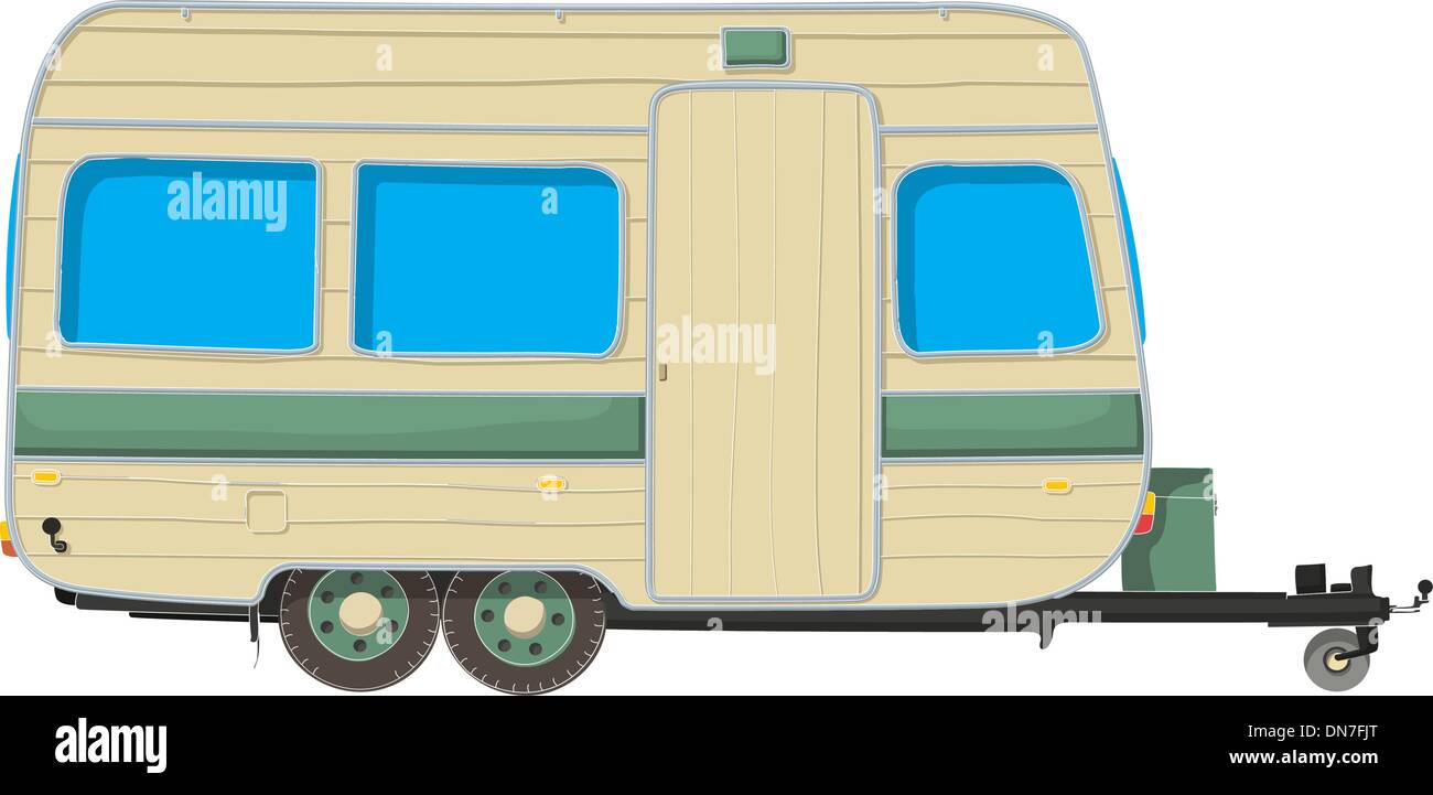 Family outside caravan Stock Vector Images - Alamy