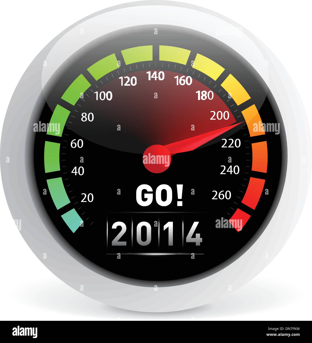 2014 year Calendar speedometer car Stock Vector