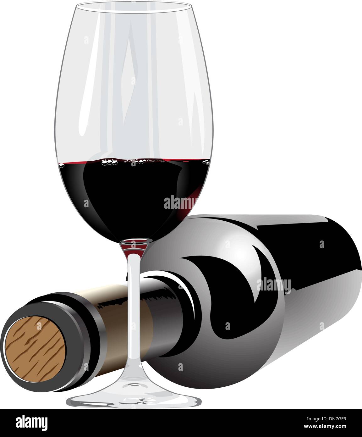 Illustration bottle red wine Stock Vector Images - Alamy