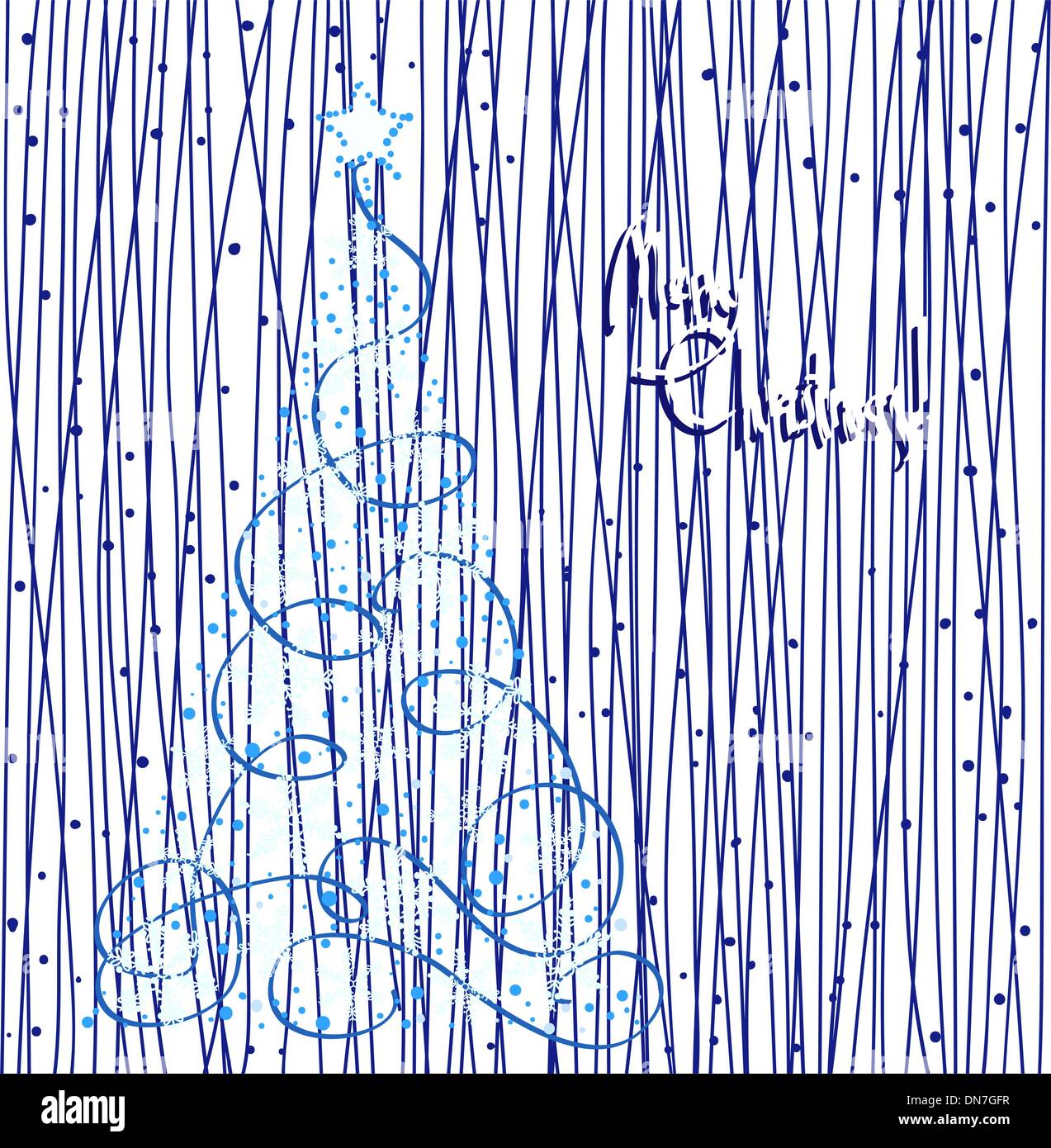 Abstract christmas blue snowflake and star tree Stock Vector