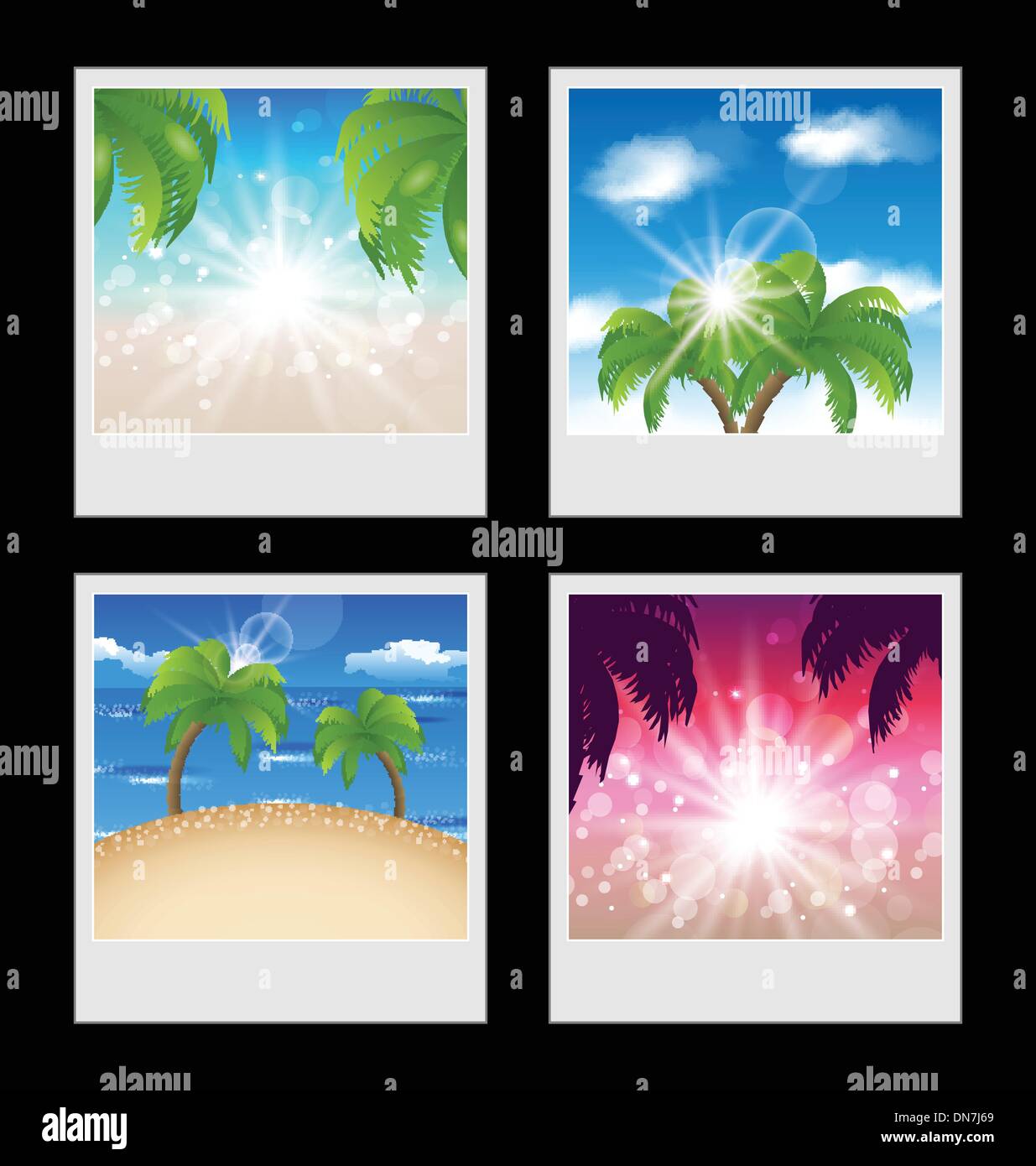 Set photo frames with beaches Stock Vector