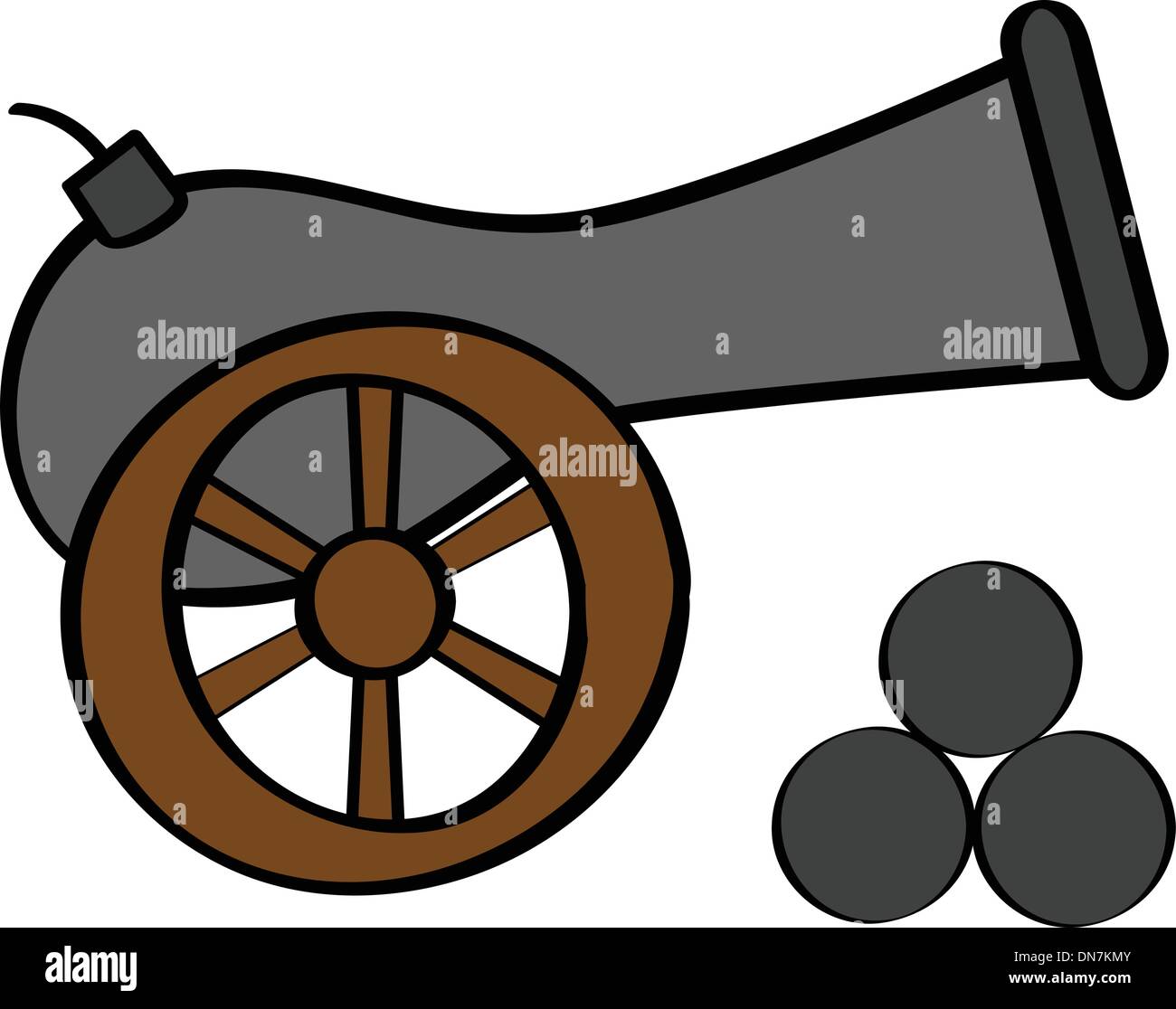 Пушка с ядрами рисунок