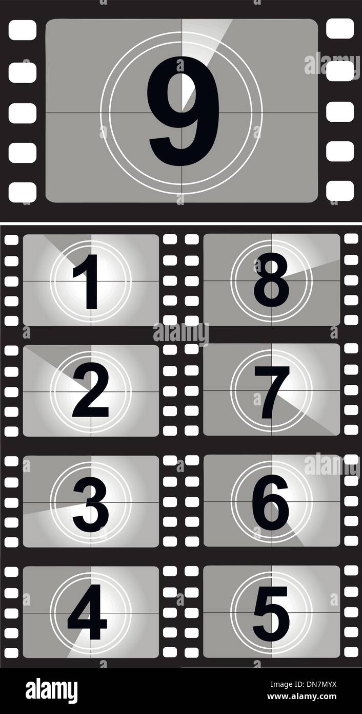 Film countdown numbers. Vector Illustration Stock Vector