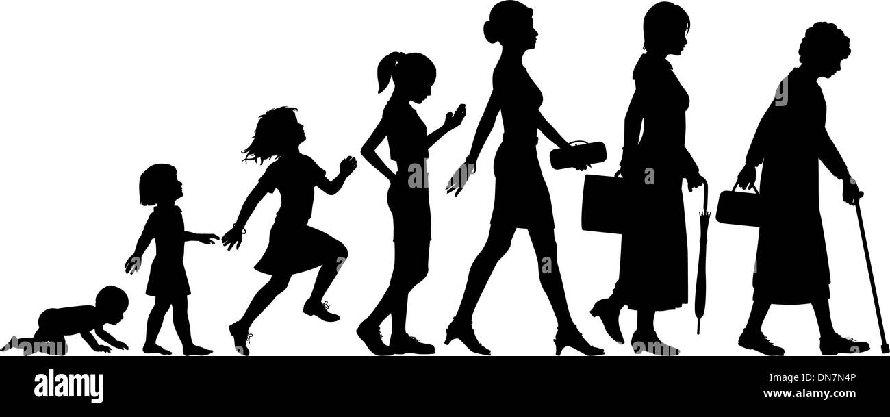 Premium Vector  Women growing up children's to elders isolated vector  silhouette