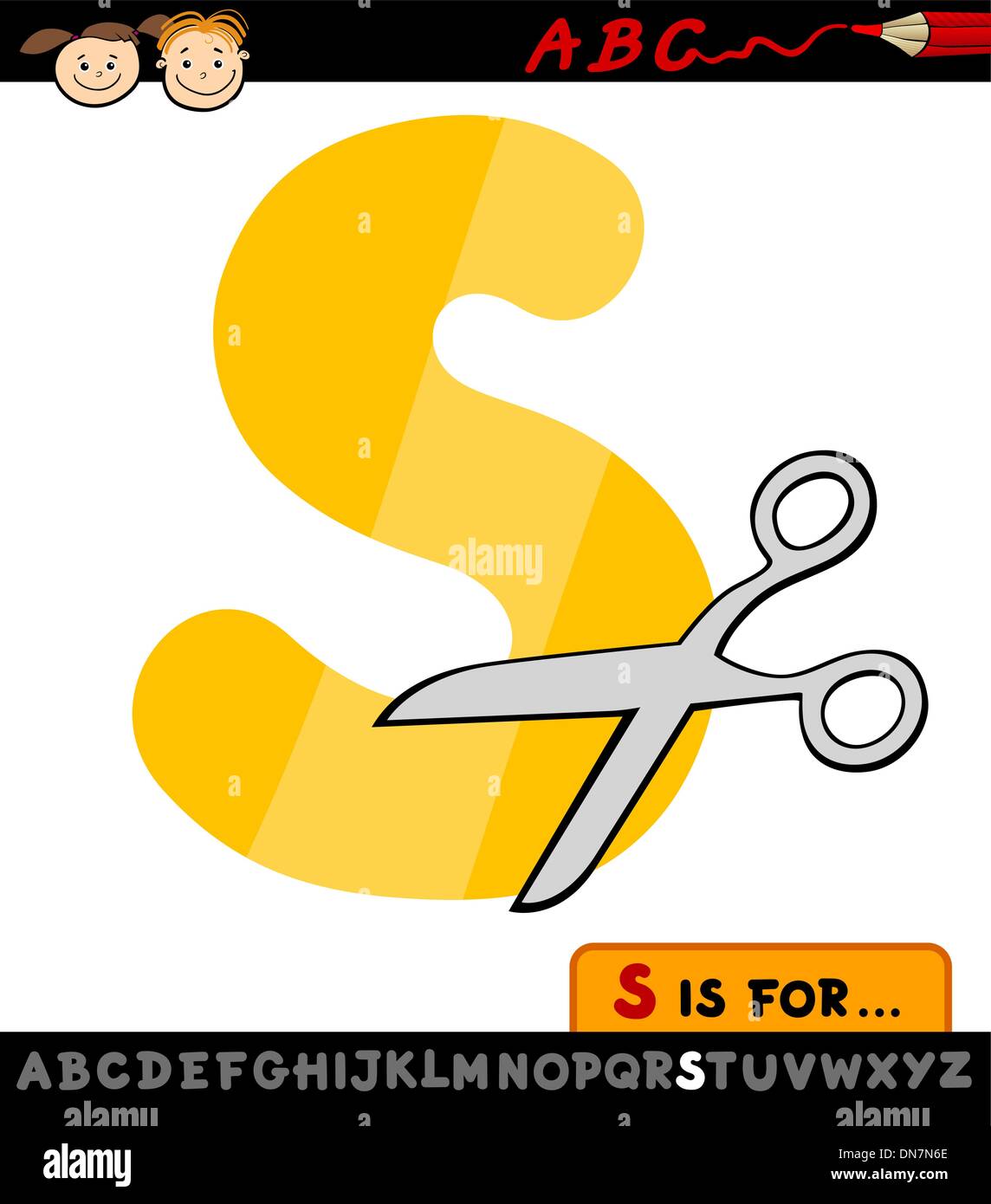 letter s with scissors cartoon illustration Stock Vector Image & Art ...