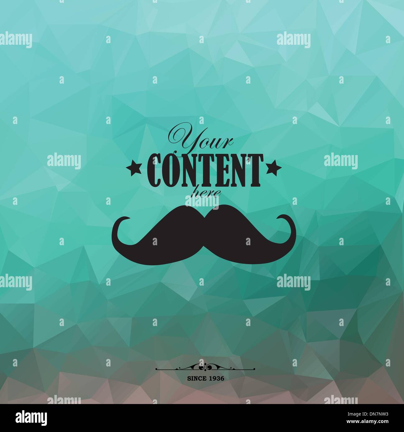 Retro background with triangular polygons and mustache. Stock Vector