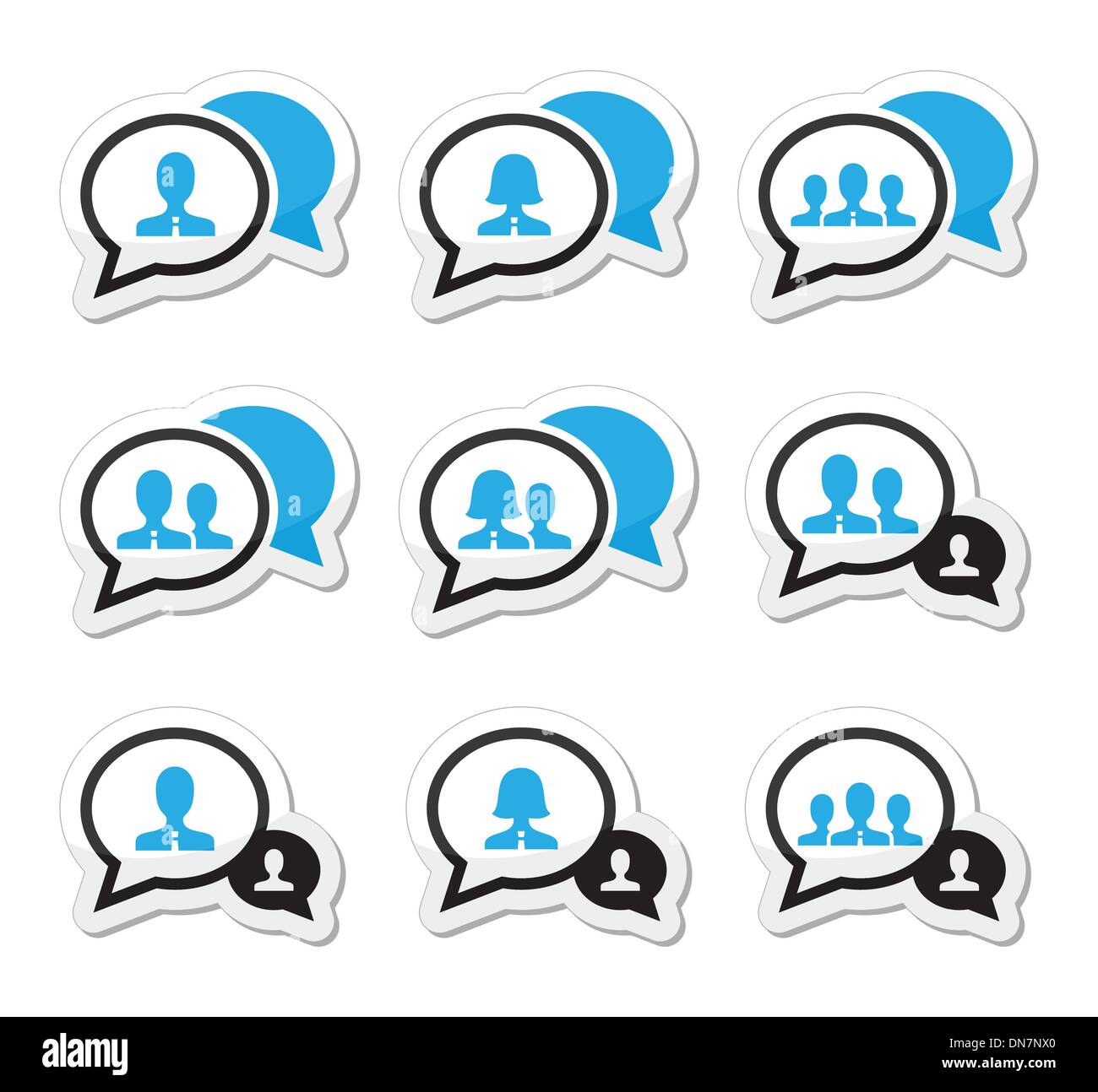 Business meeting, communication icons set Stock Vector