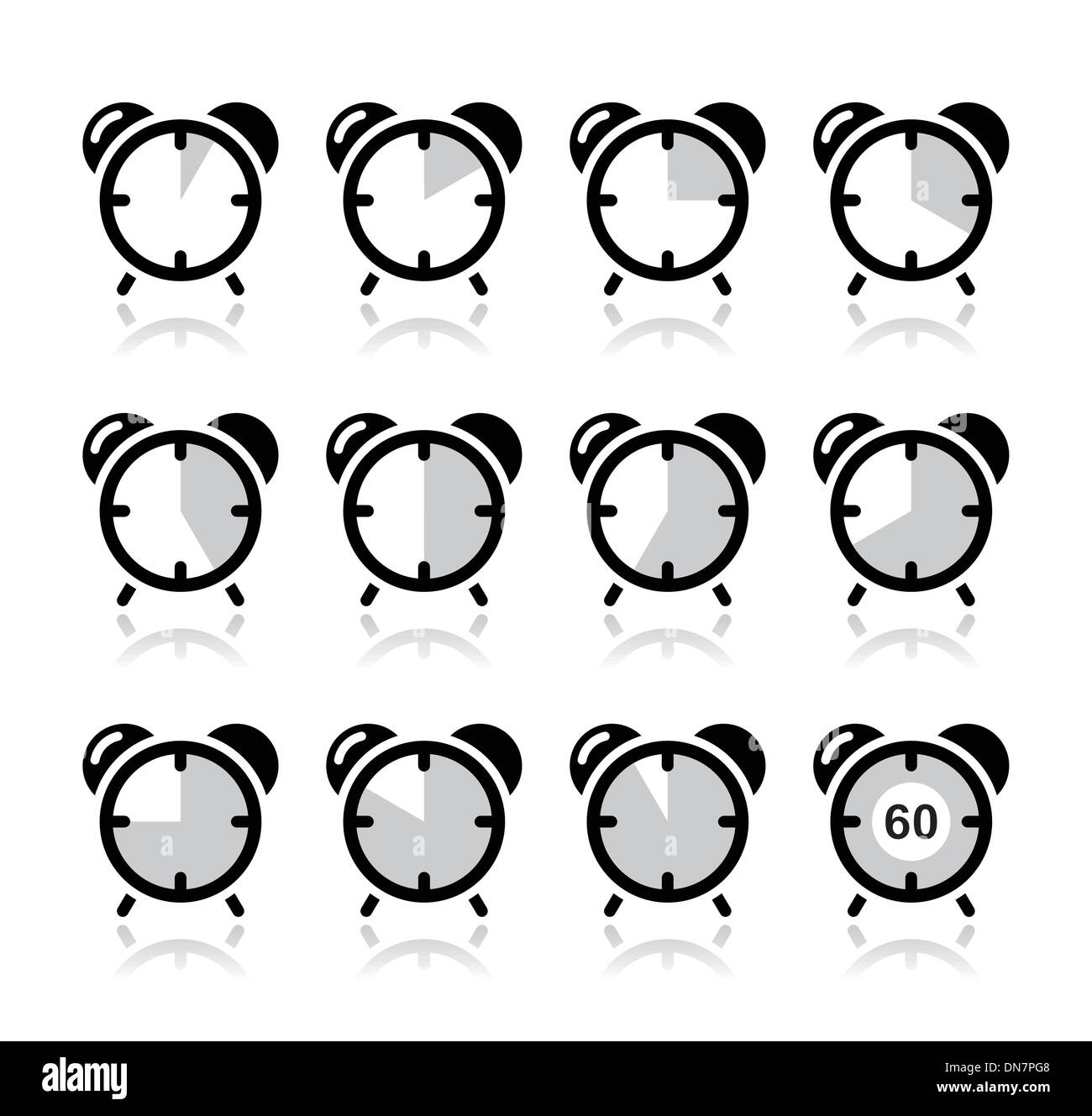 Time measure, clock vector icons set Stock Vector