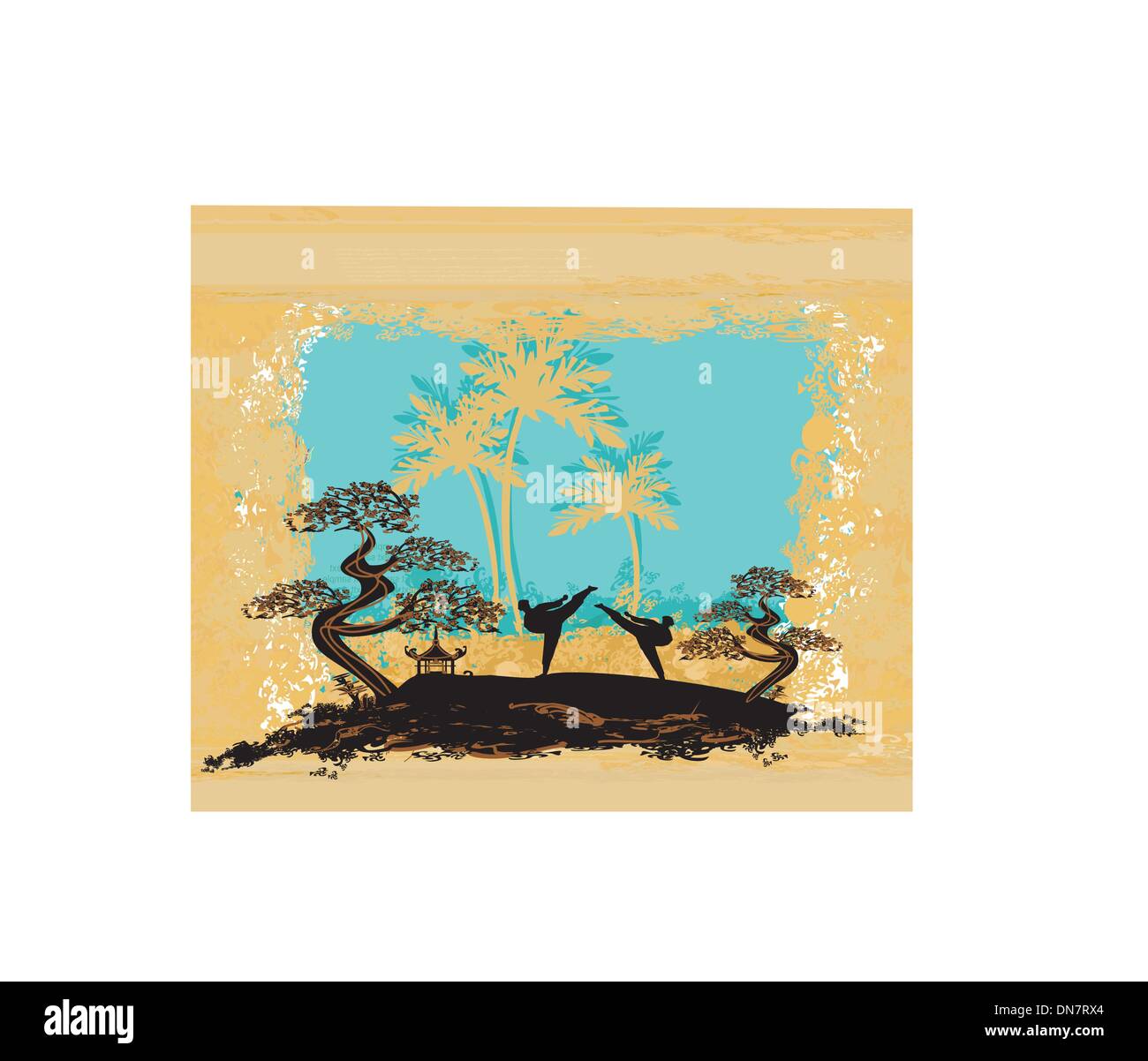 karate occupations - Grunge background Stock Vector