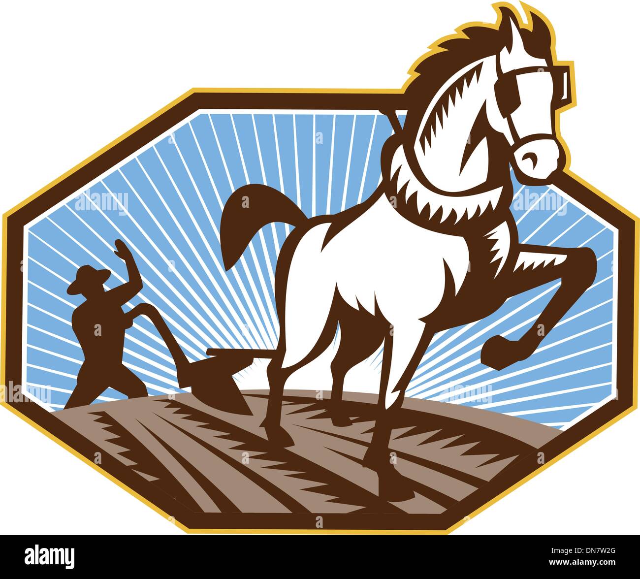 Farmer plow horse Stock Vector Images - Alamy