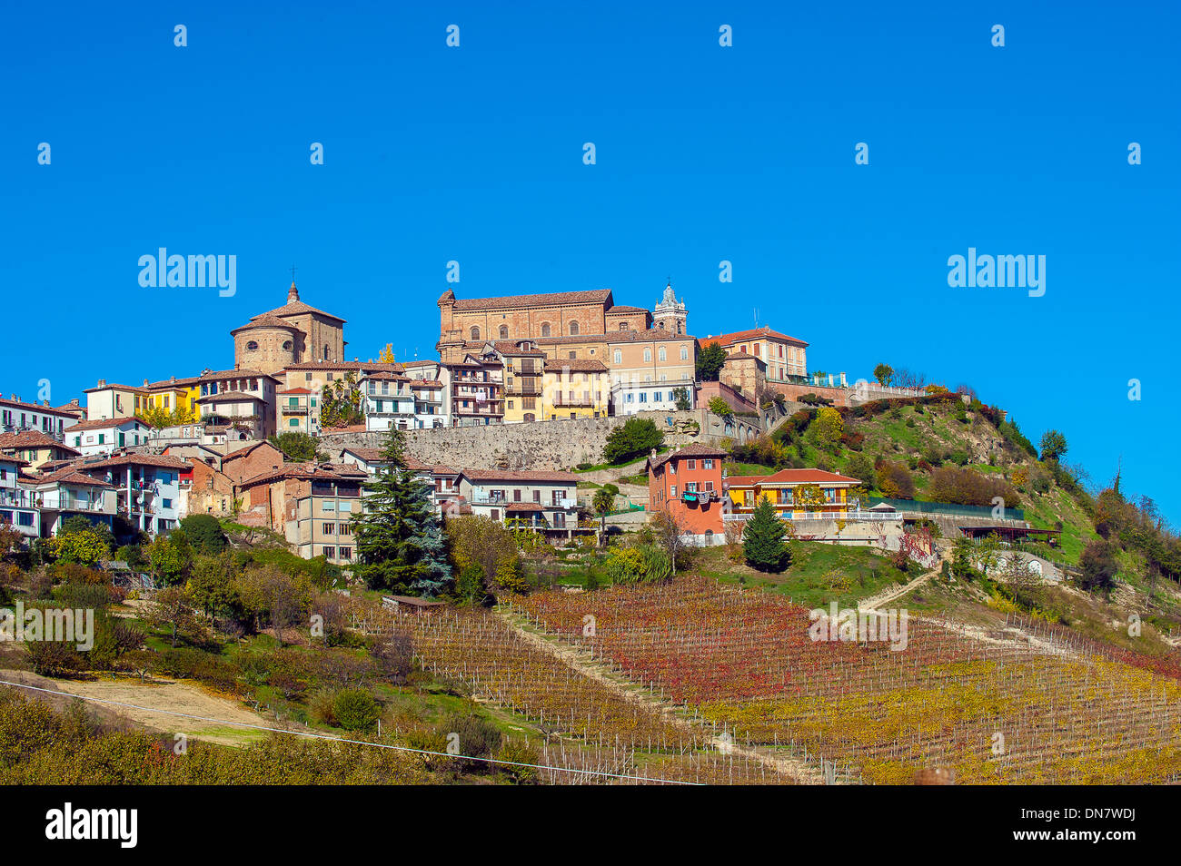 Europe Italy Piedmont  langhe La Morra view Between the vineyards Stock Photo