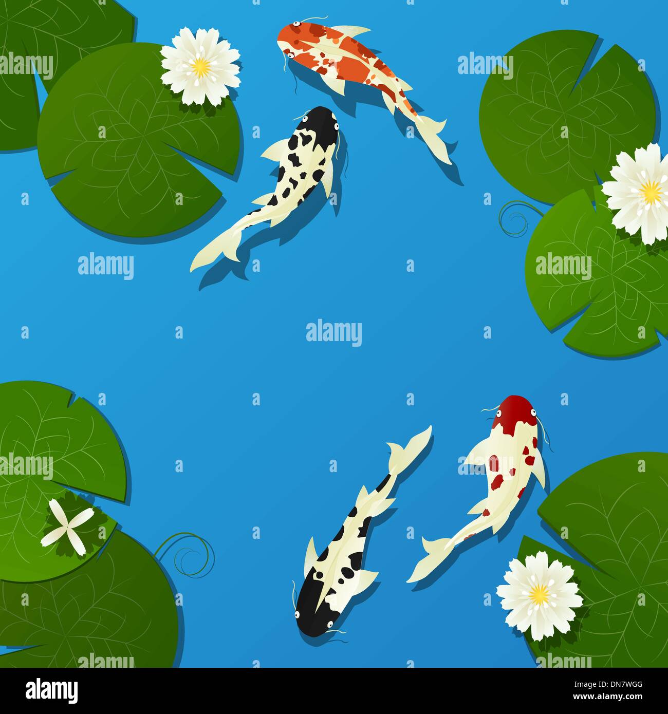 Koi fish and lotus Stock Vector