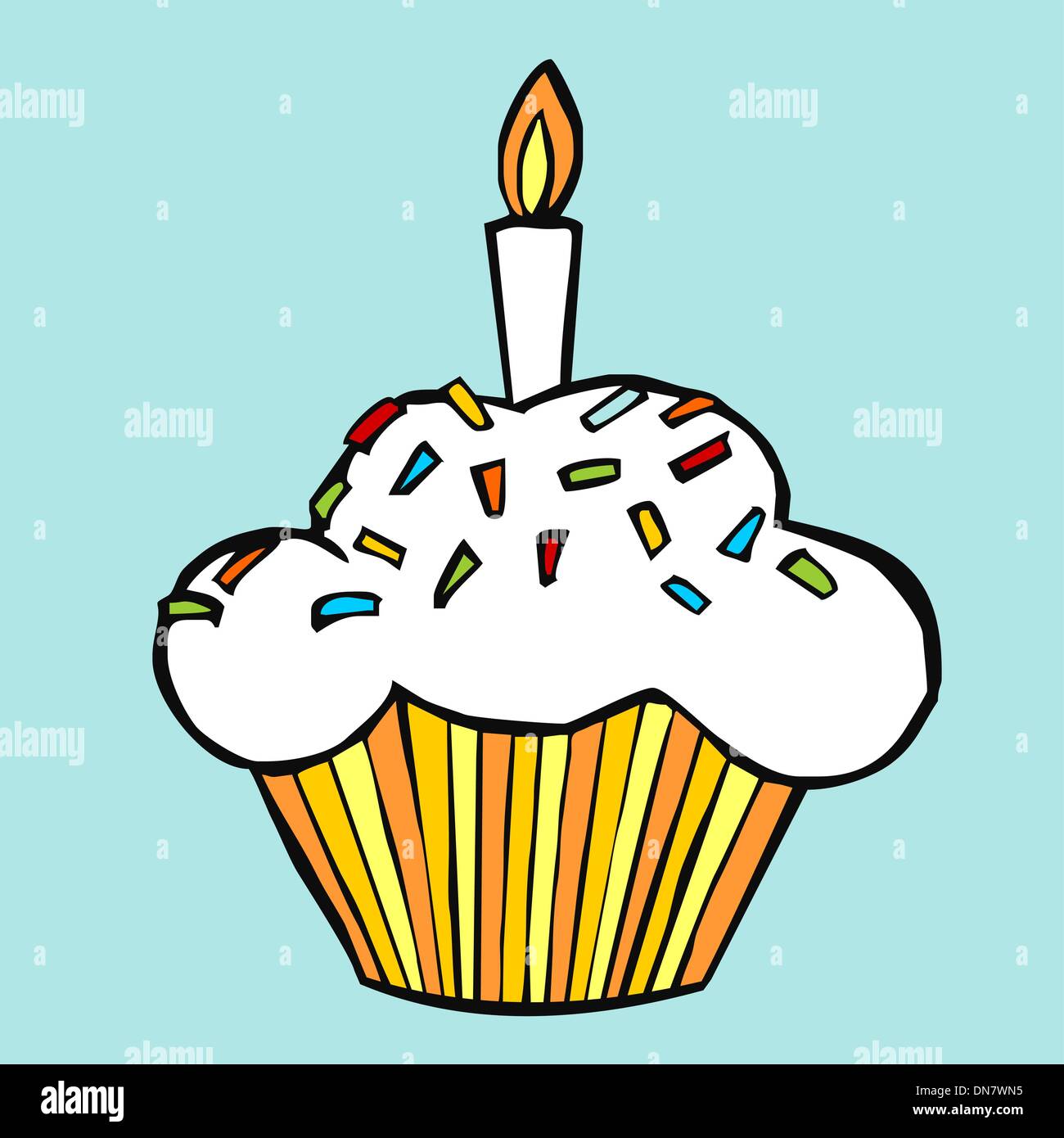 Muffin with candle Stock Vector