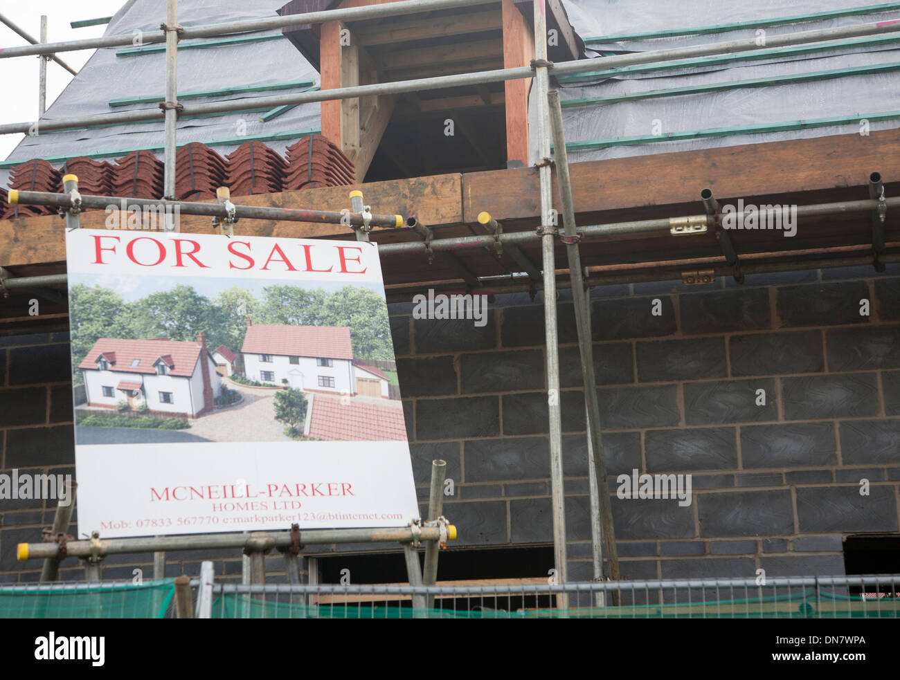 New House For Sale Advert At Building Construction Site Uk Stock