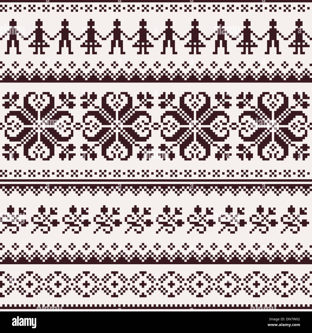 Nordic seamless winter knitted brown pattern Stock Vector