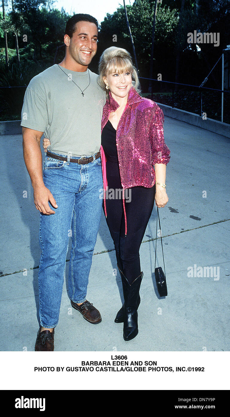 June 27, 2001 - L3606.BARBARA EDEN AND SON. GUSTAVO CASTILLA/   1992(Credit Image: © Globe Photos/ZUMAPRESS.com) Stock Photo