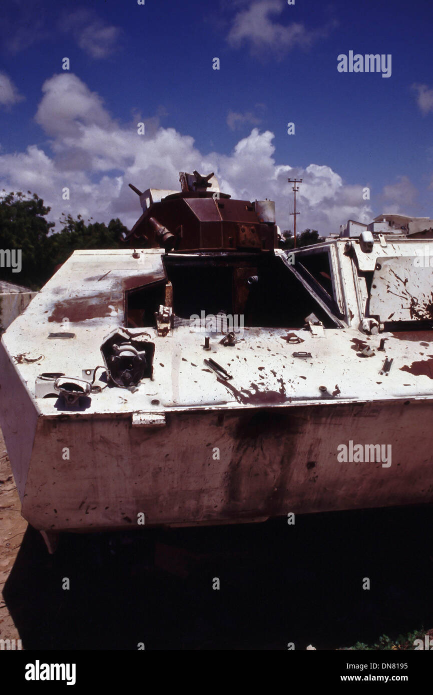 Nov. 30, 1993 - Mogadishu, Somalia - UN Indian peaekeeper's armoured destroyed in Mogadishu Somalia. (Credit Image: © Theodore Liasi/ZUMAPRESS.com) Stock Photo