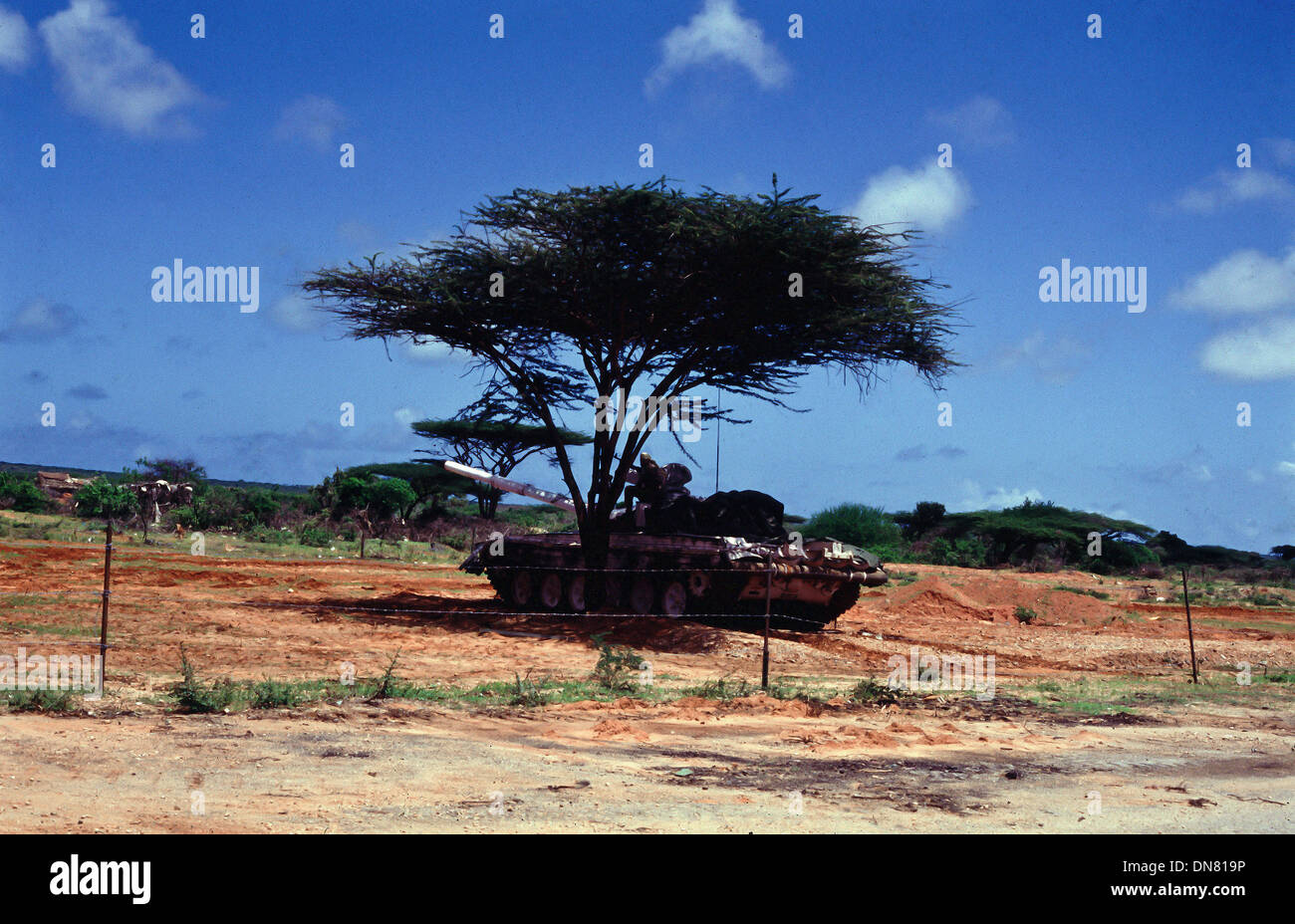 Nov. 30, 1993 - Kismayo, Somalia - UN Indian peacekeepers in a tank guarding main road into Kismayo, Somalia. (Credit Image: © Theodore Liasi/ZUMAPRESS.com) Stock Photo