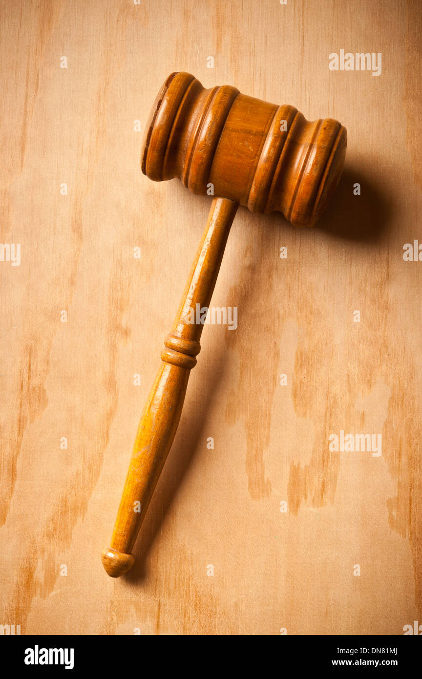 wooden gavel for judge or auction Stock Photo