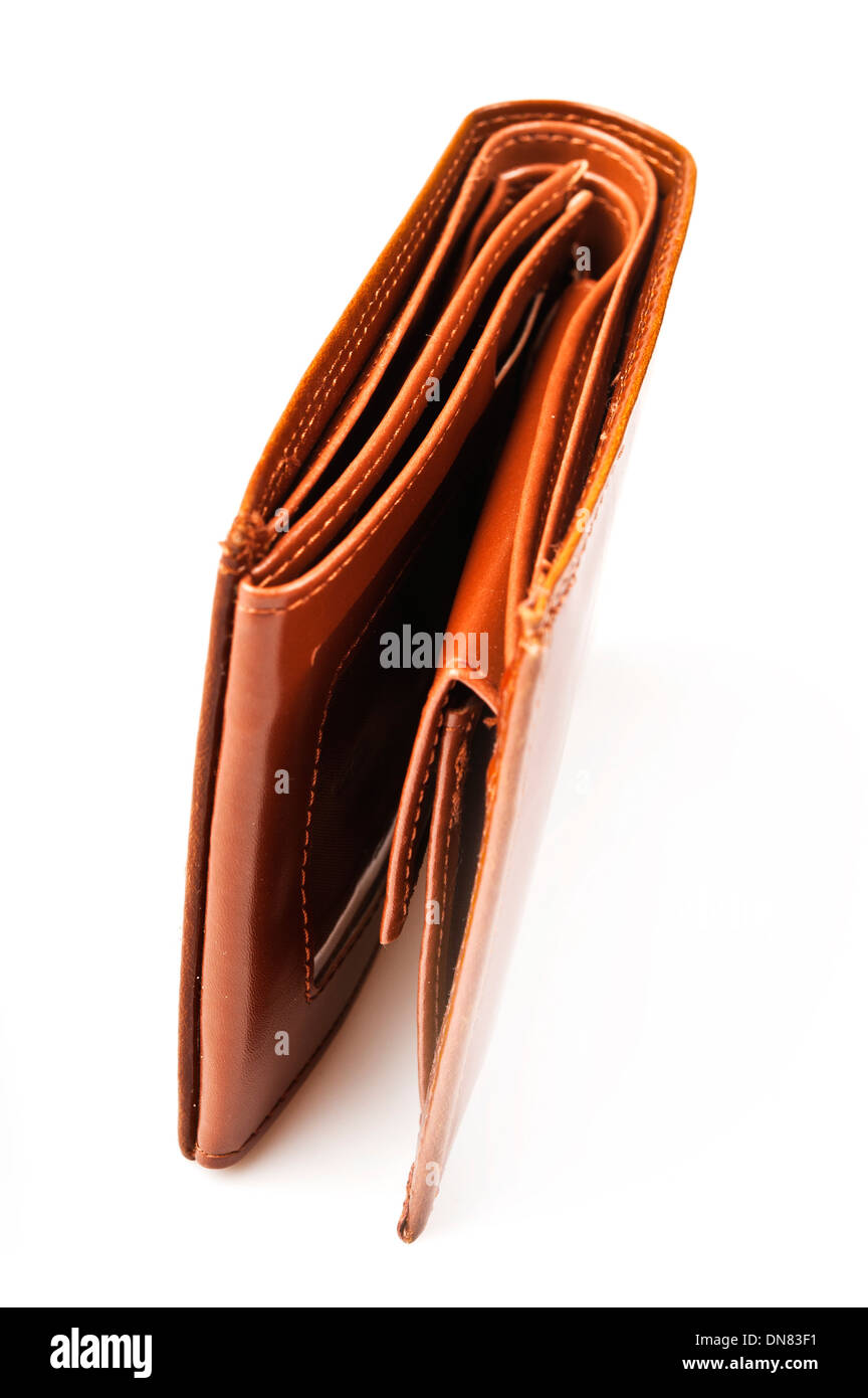 brown leather wallet isolated Stock Photo