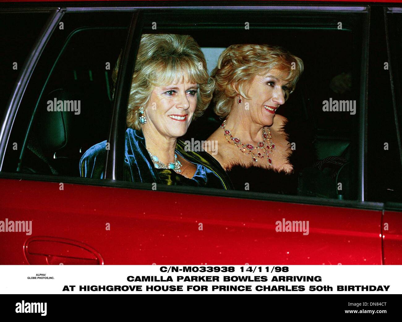 Nov. 13, 1998 - Great Britain - 14/11/98 .CAMILLA PARKER BOWLES ARRIVING AT HIGHGROVE FOR PRINCE CHARLES 50th BIRTHDAY (Credit Image: © Globe Photos/ZUMAPRESS.com) Stock Photo