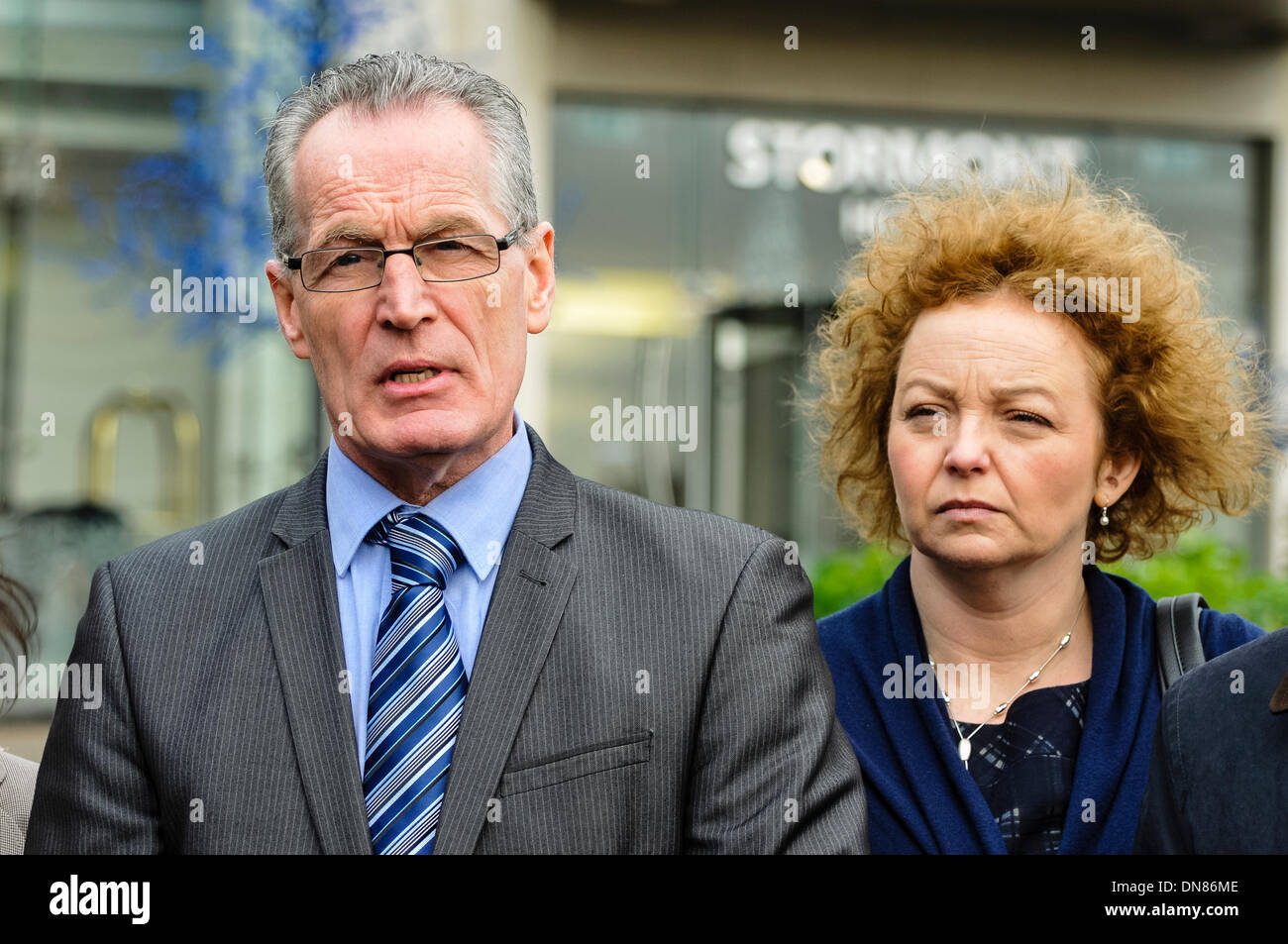 Belfast, Northern Ireland. 20 Dec 2013 - Sinn Fein, led by Gerry Kelly, arrive at the Haass talks over the Northern Ireland issues for the future. Credit:  Stephen Barnes/Alamy Live News Stock Photo