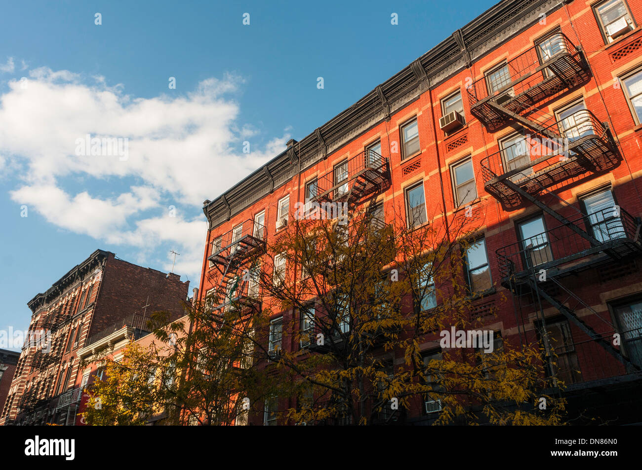 New York, NY 2 Nov 2013 - Greenwich Village tenement apartment buildings Stock Photo