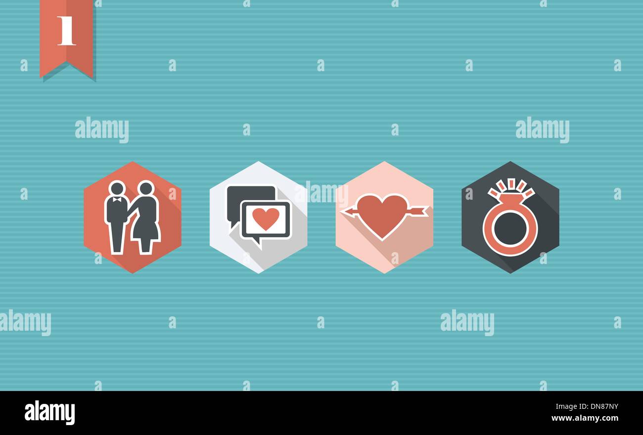 Wedding flat icon set Stock Vector Image & Art - Alamy