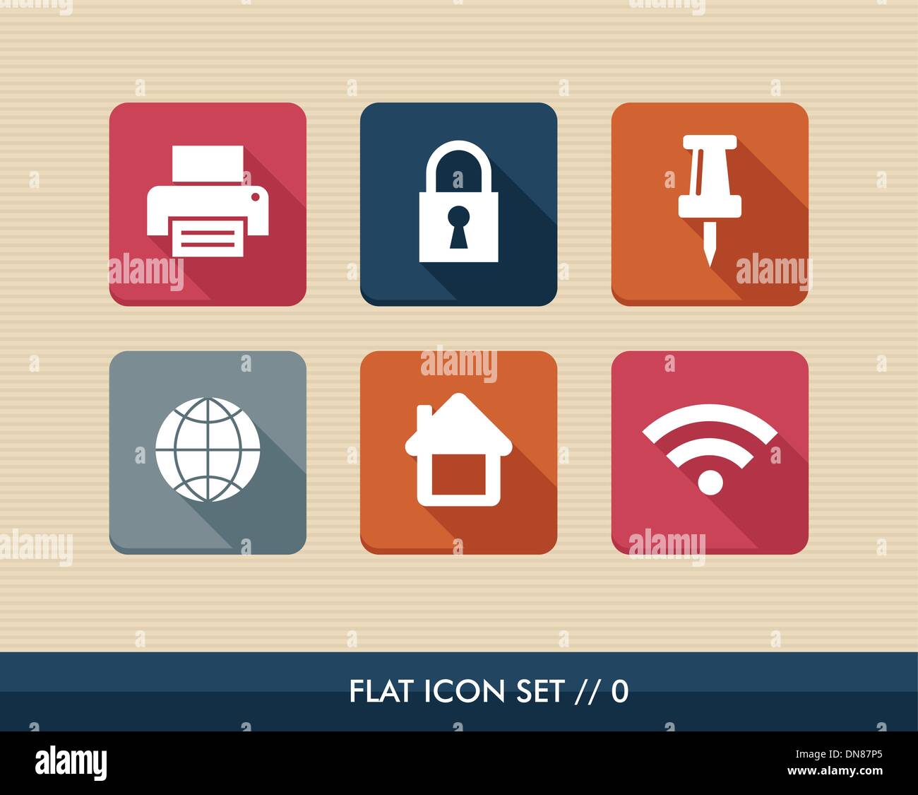 Web apps square flat icons set. Stock Vector