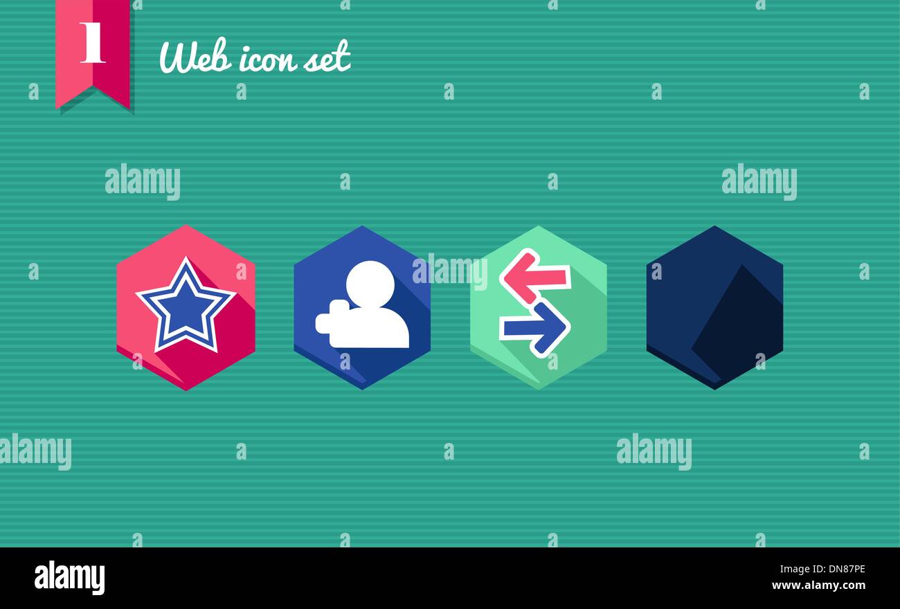 Web apps geometric flat icons set. Stock Vector