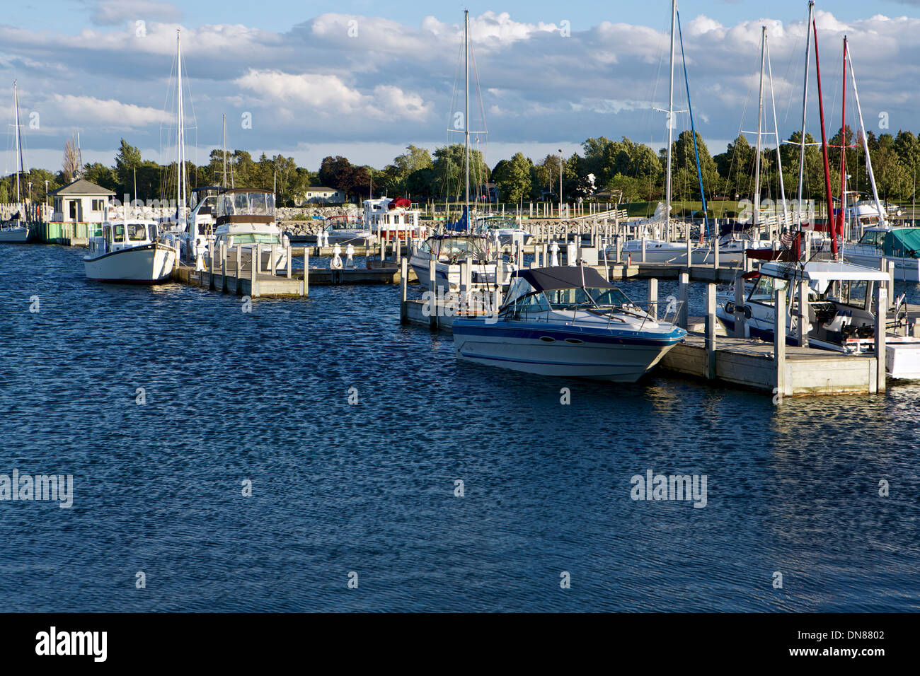 Boats moored at the Rogers City Marina Stock Photo Alamy