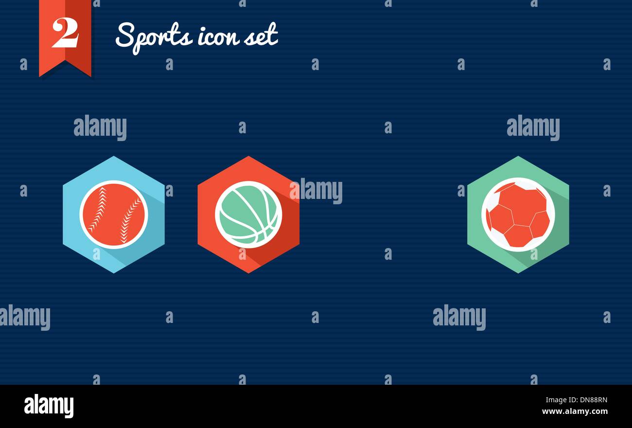 Sports flat icons set. Stock Vector