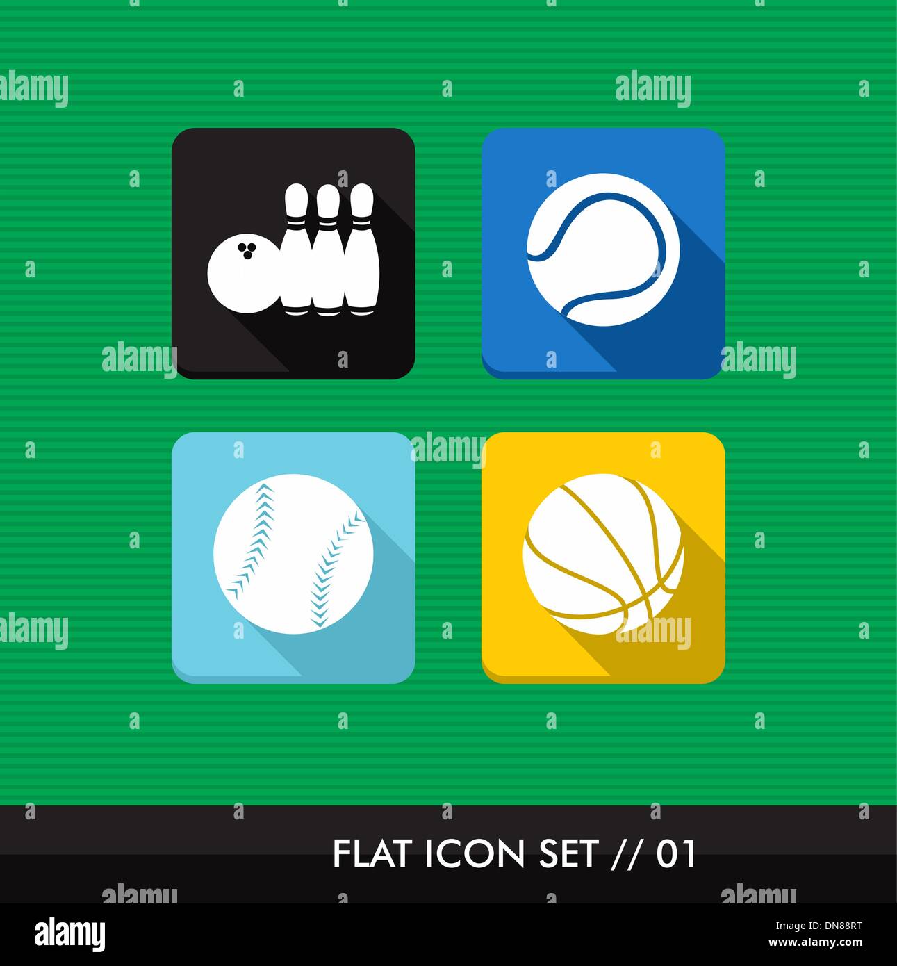 Sports flat icons set. Stock Vector