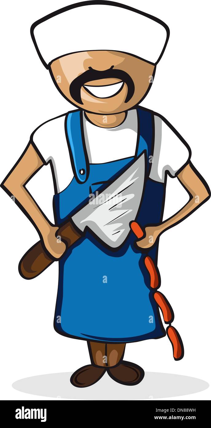 Profession butcher man cartoon figure. Stock Vector