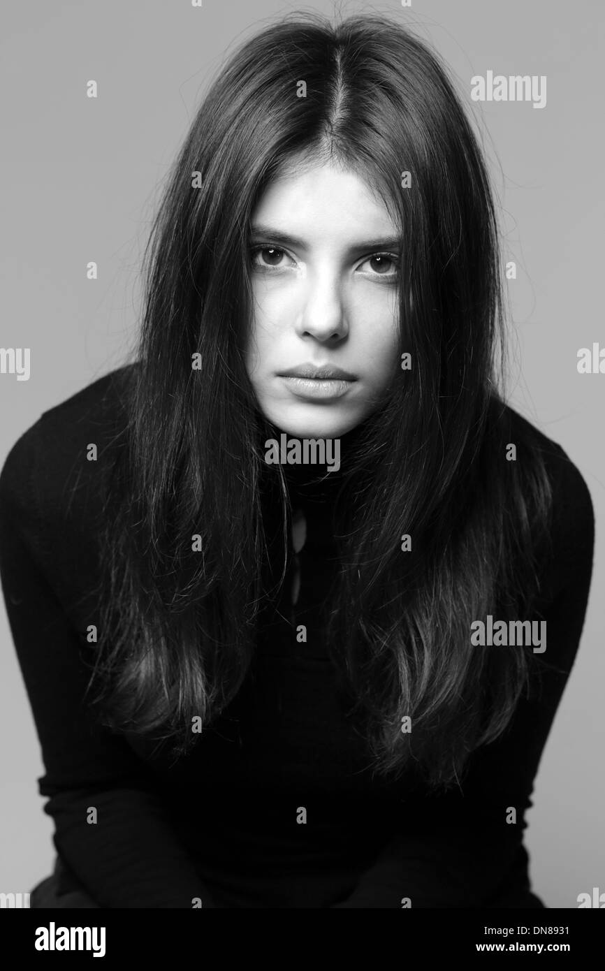 Woman depressed alone black white hi-res stock photography and images ...