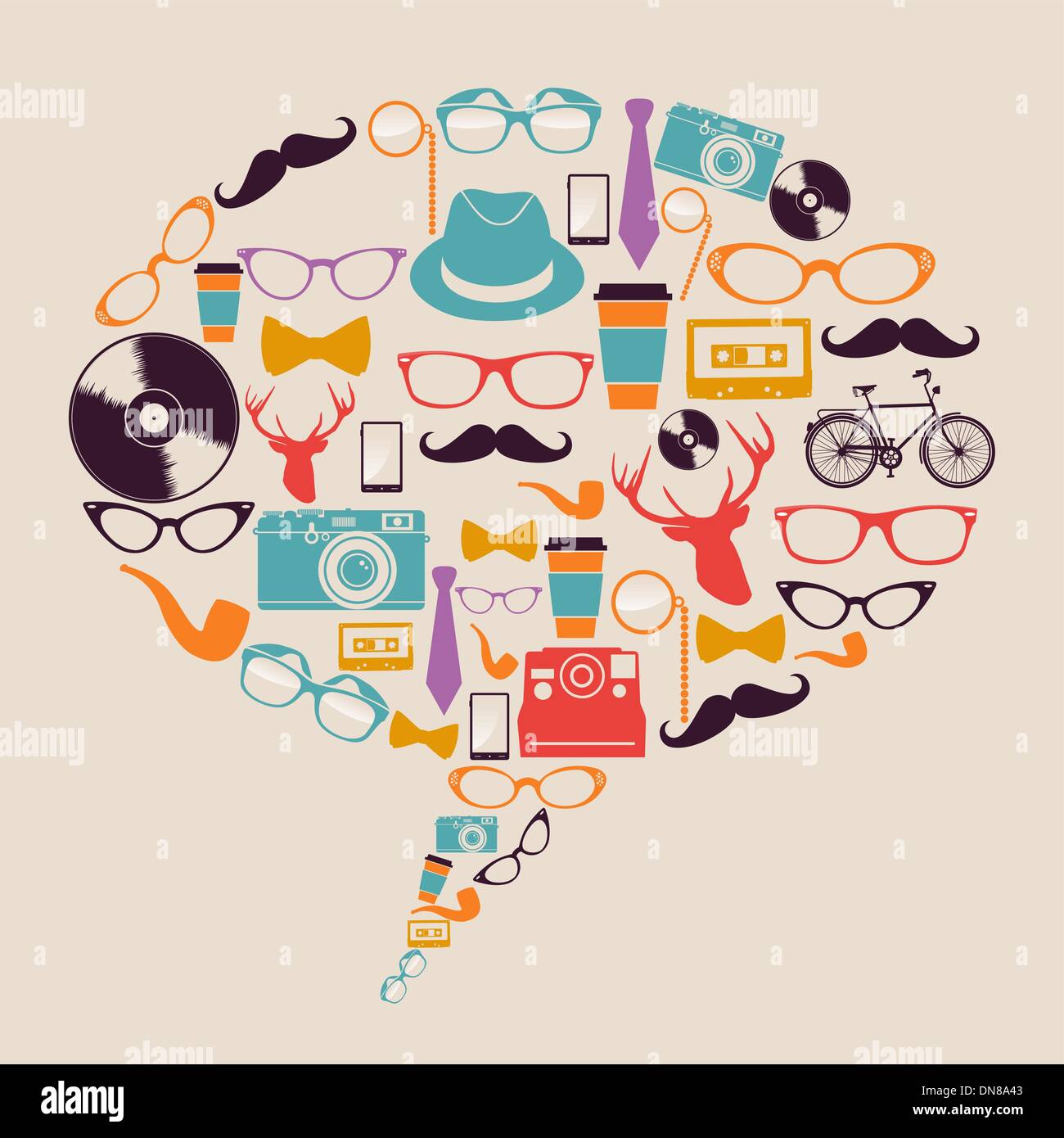 Vintage social media icons set hi-res stock photography and images - Alamy