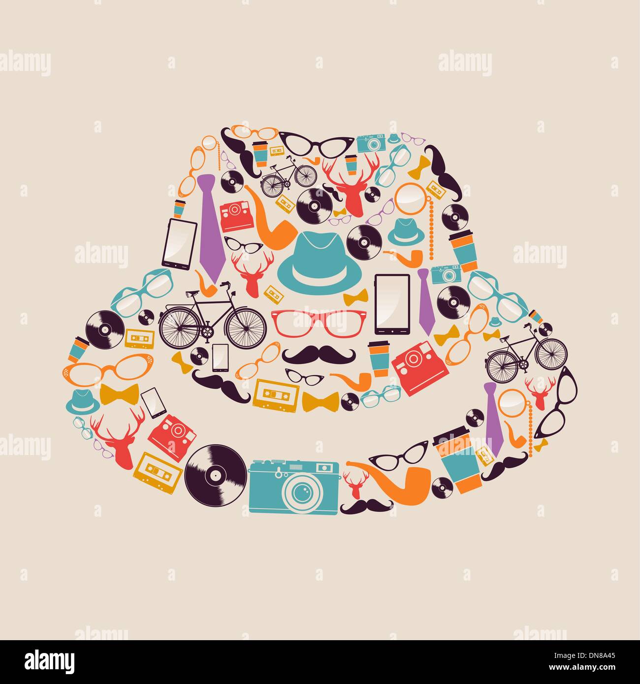 Vintage hipsters icons hat Stock Vector Image & Art - Alamy