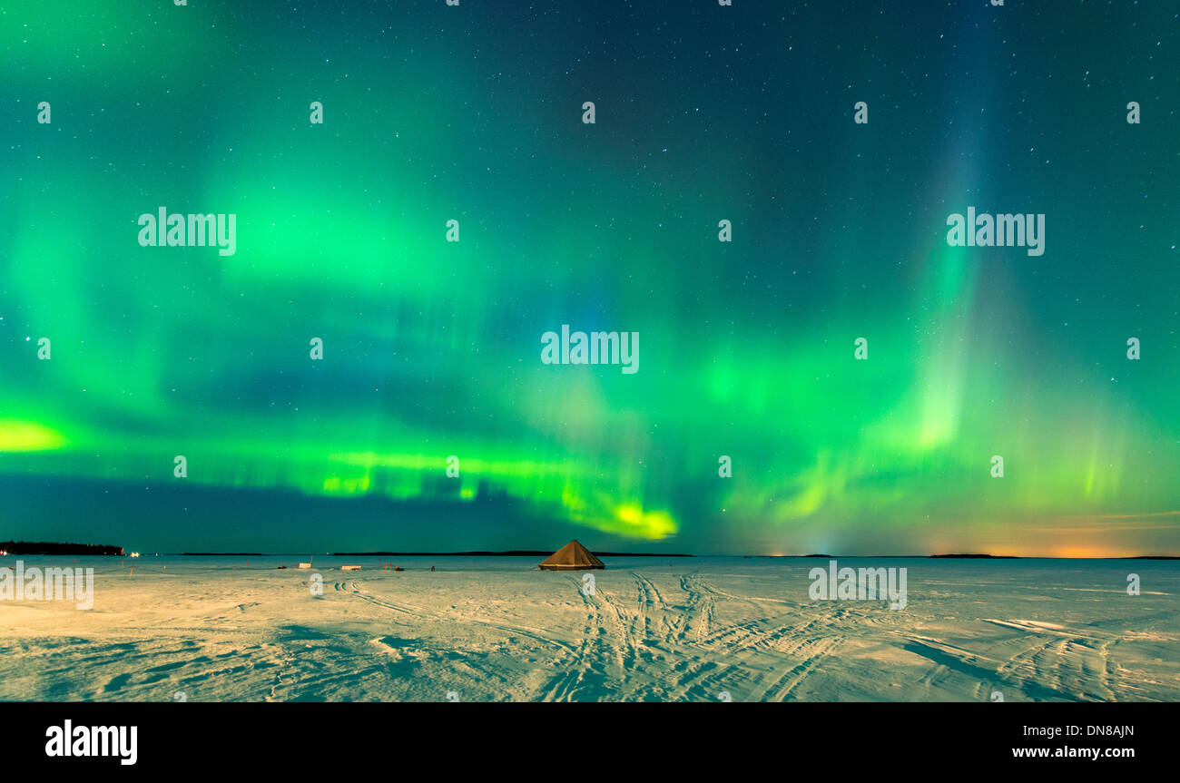 Aurora Borealis (Northern Light) on the frozen sea near Lulea Lapland  Sweden Scandinavia Stock Photo - Alamy