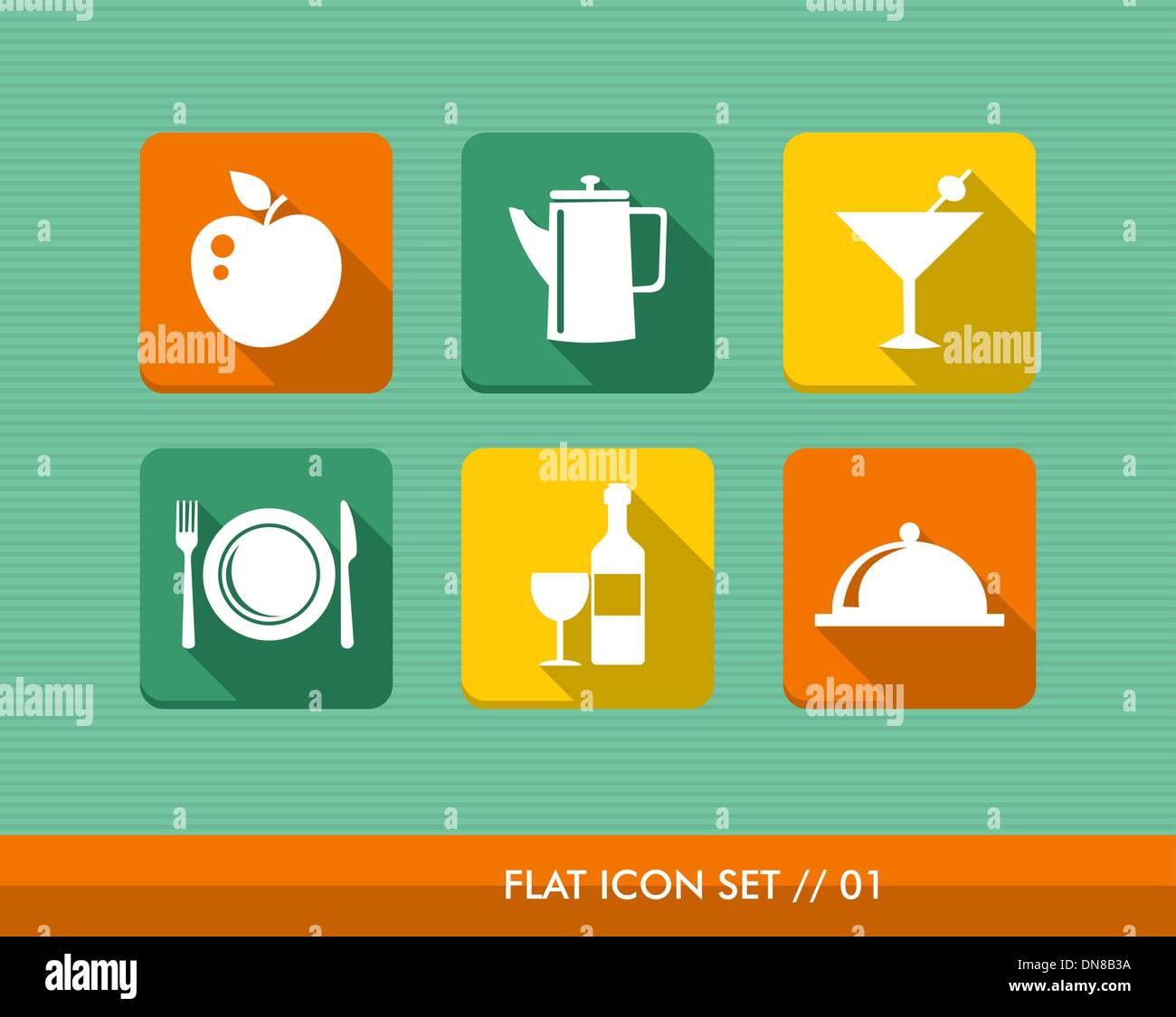 Gourmet menu flat icons set. Stock Vector