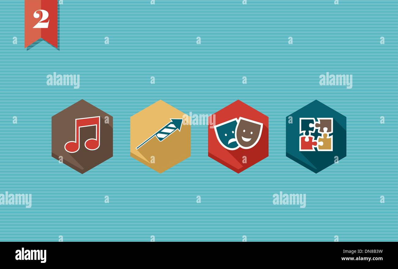 Entertainment flat icons set. Stock Vector