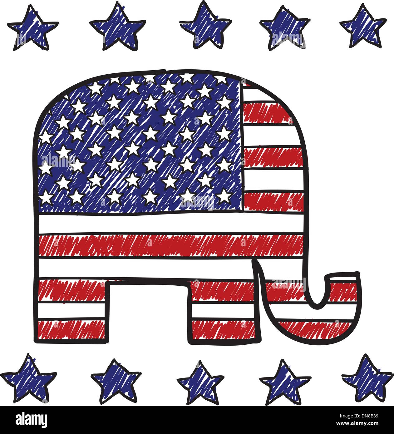 Republican party elephant insignia sketch Stock Vector